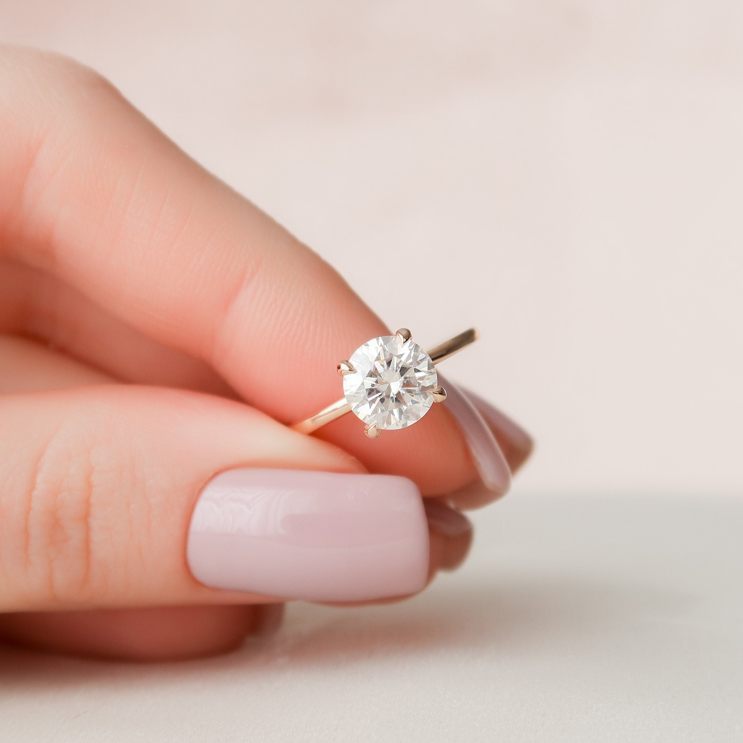 1.50CT Round Hidden Halo Moissanite Diamond Solitaire Engagement Ring