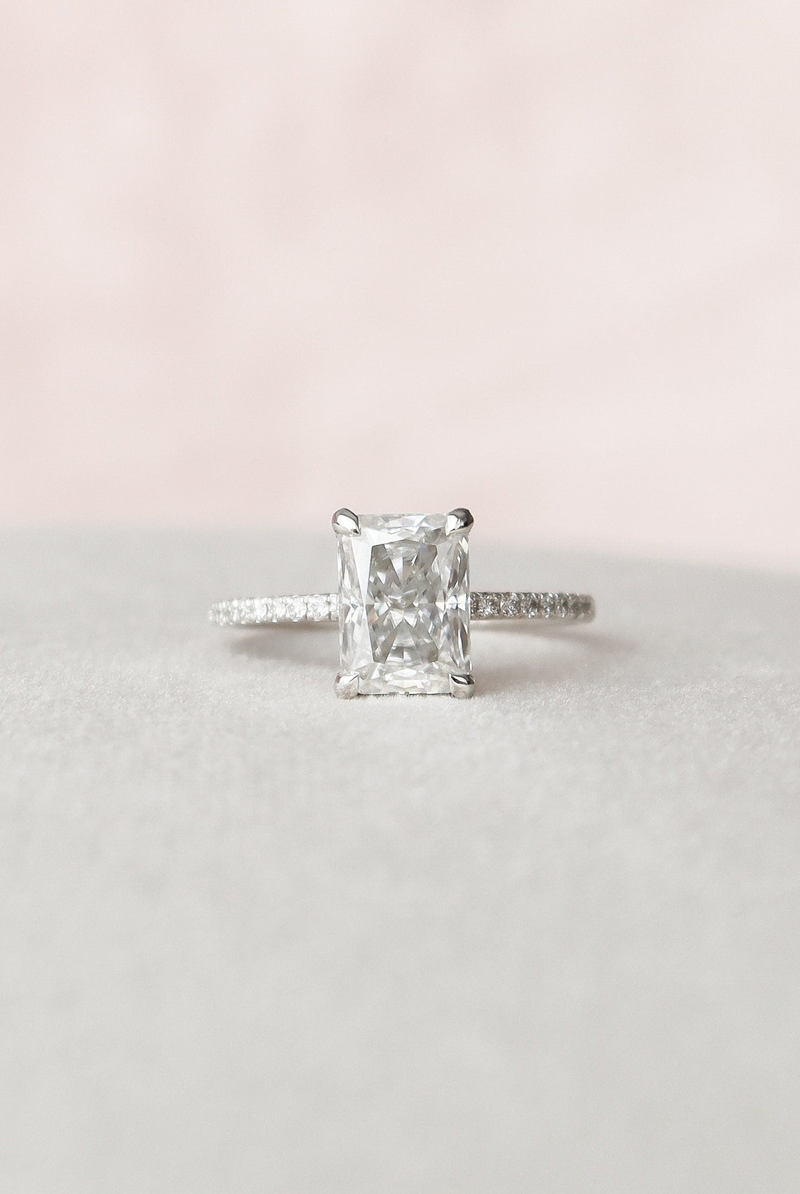 2.0CT Radiant Pave Moissanite Diamond Hidden Halo Engagement Ring