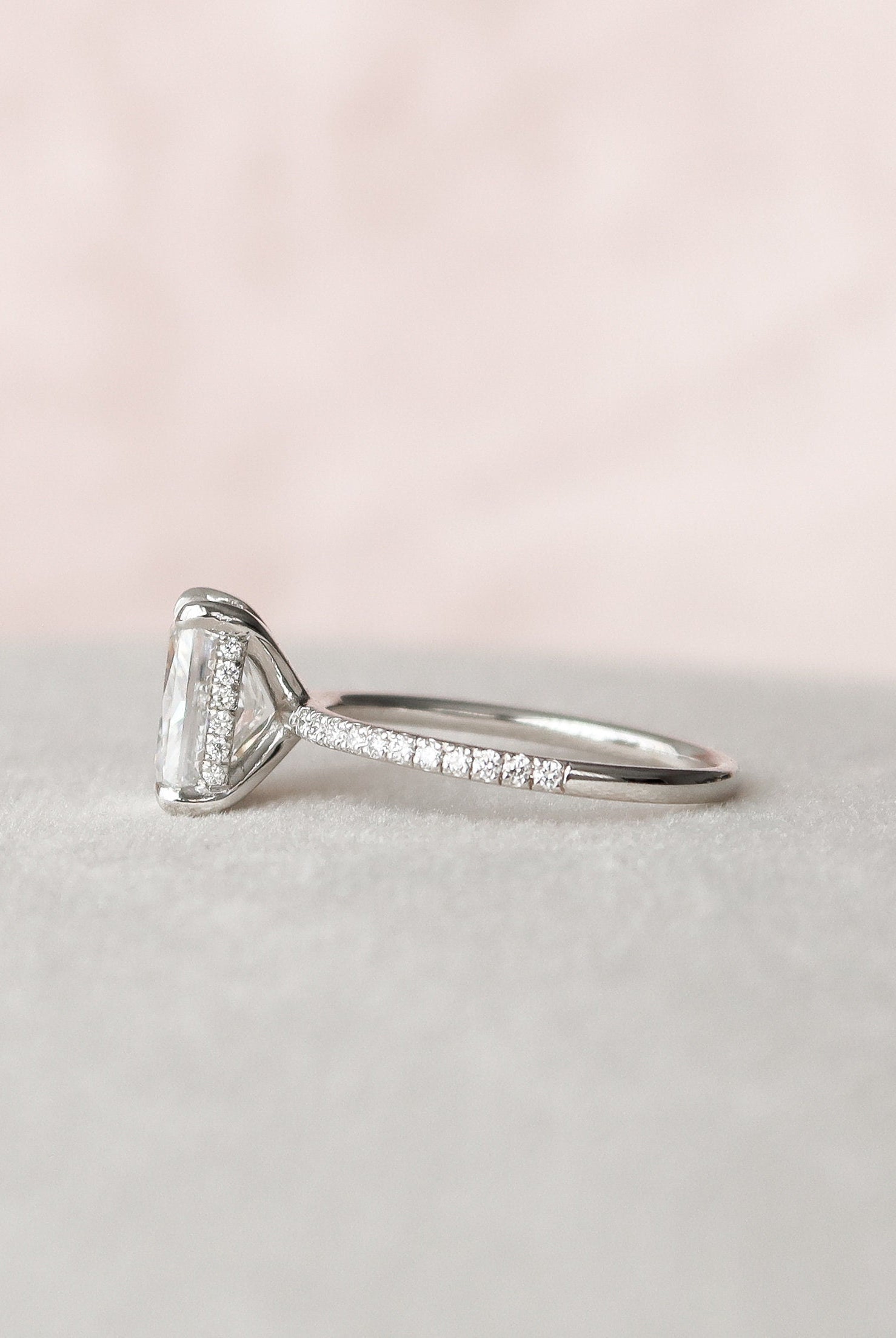 2.0CT Radiant Pave Moissanite Diamond Hidden Halo Engagement Ring