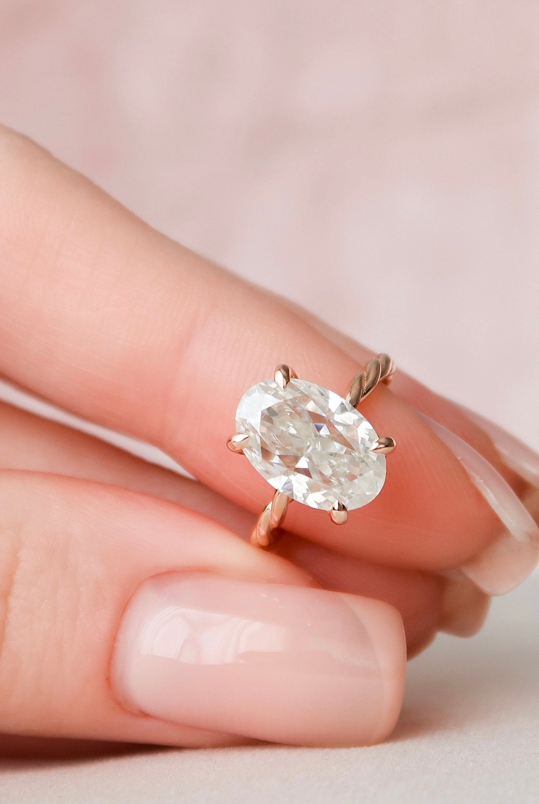 3.50CT Oval Braided Moissanite Diamond Hidden Halo Engagement Ring