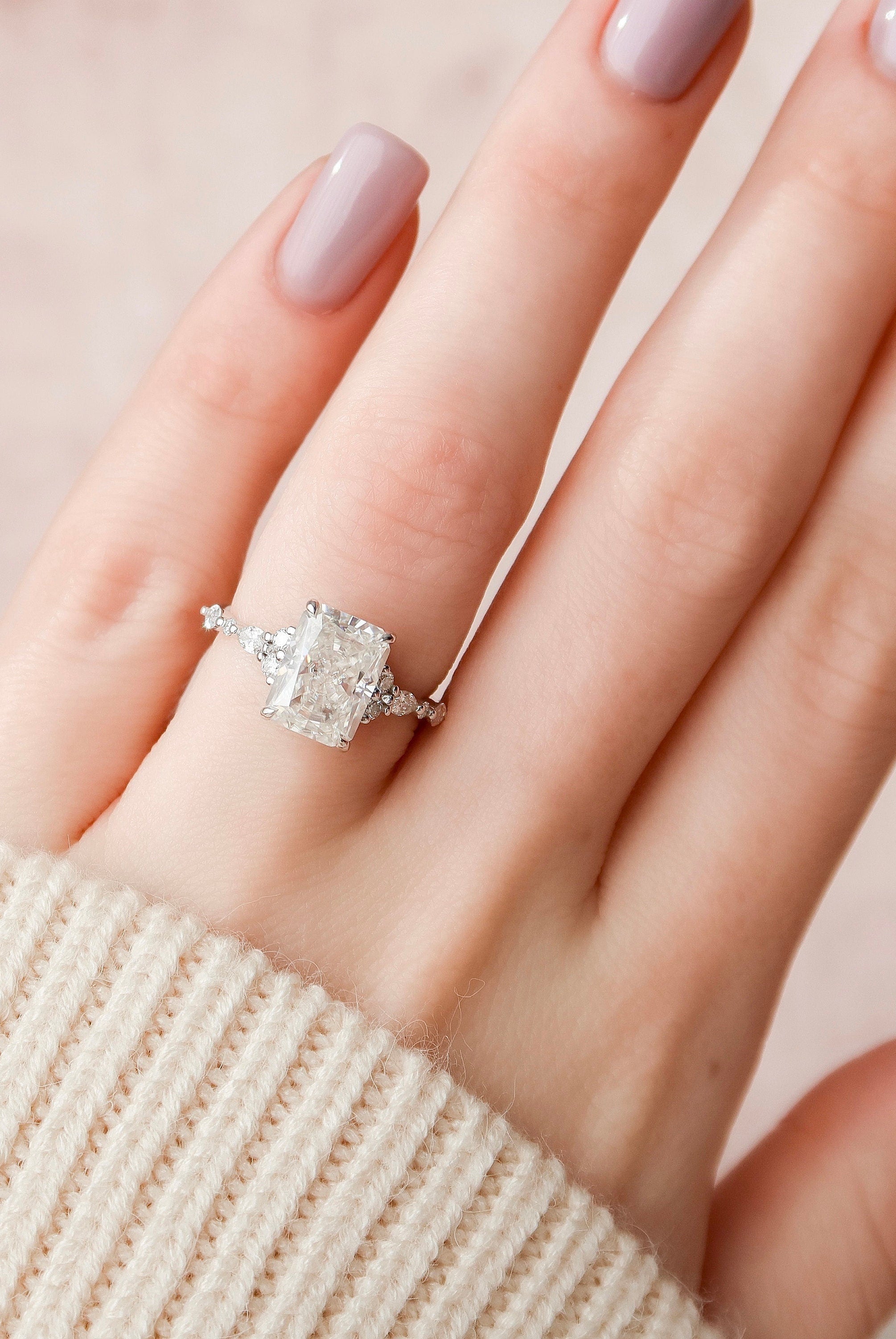 3.50CT Radiant Cluster Moissanite Diamond Engagement Ring For Women