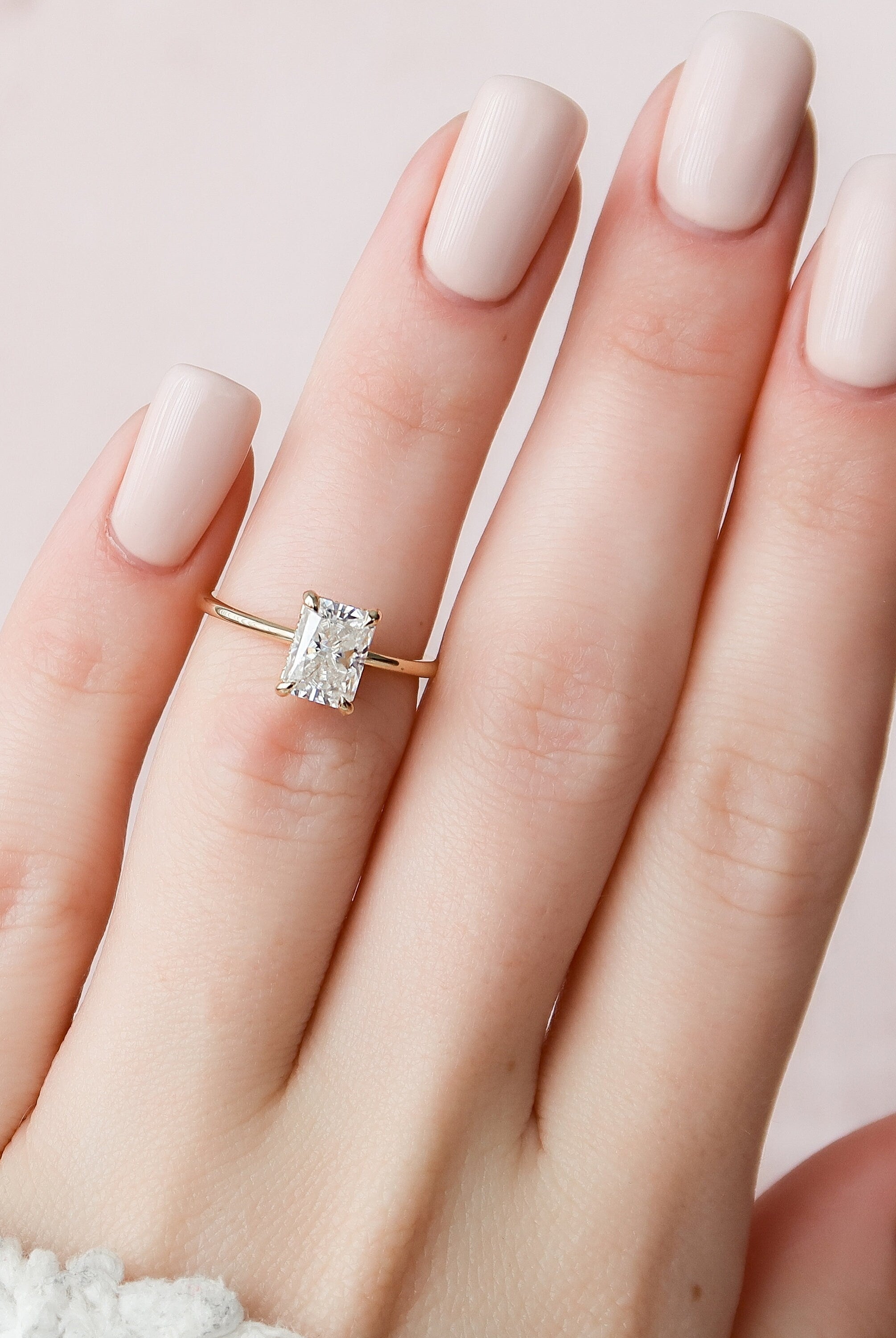 1.50CT Radiant Hidden Halo Moissanite Diamond Solitaire Engagement Ring