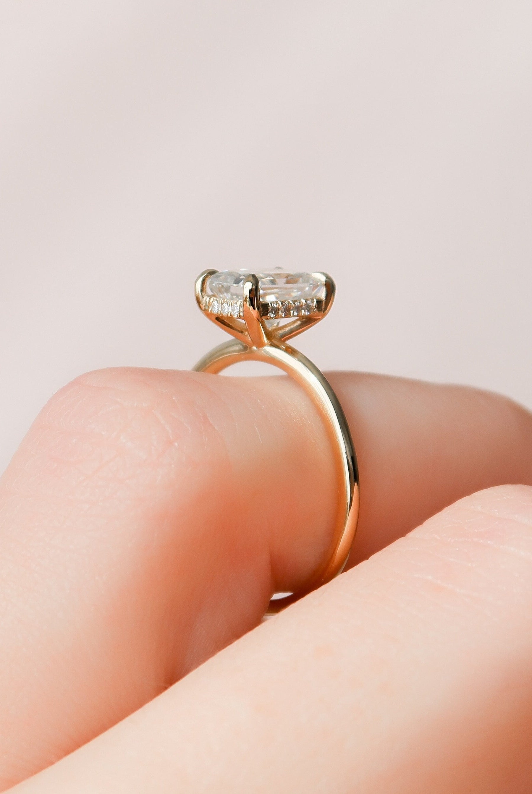 1.50CT Radiant Hidden Halo Moissanite Diamond Solitaire Engagement Ring