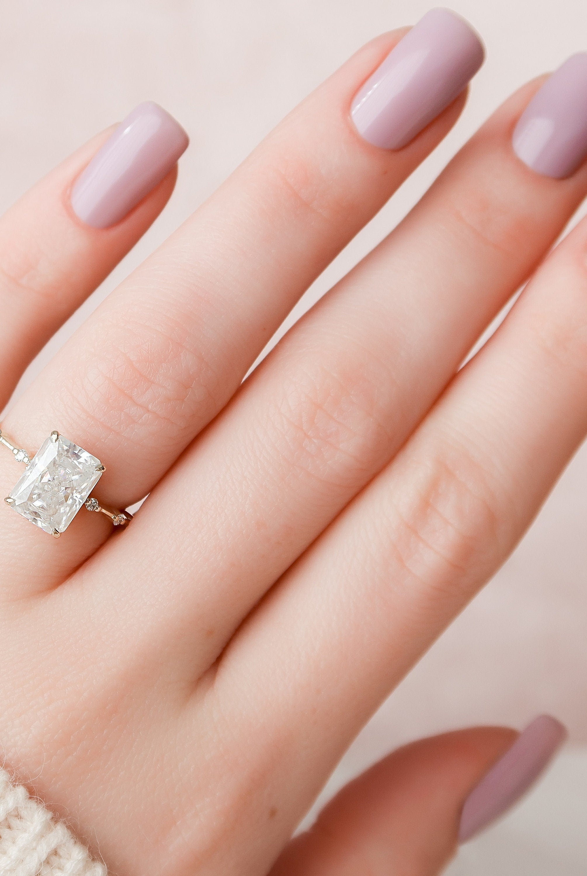 3.50CT Radiant Petite Pave Moissanite Diamond Engagement Ring