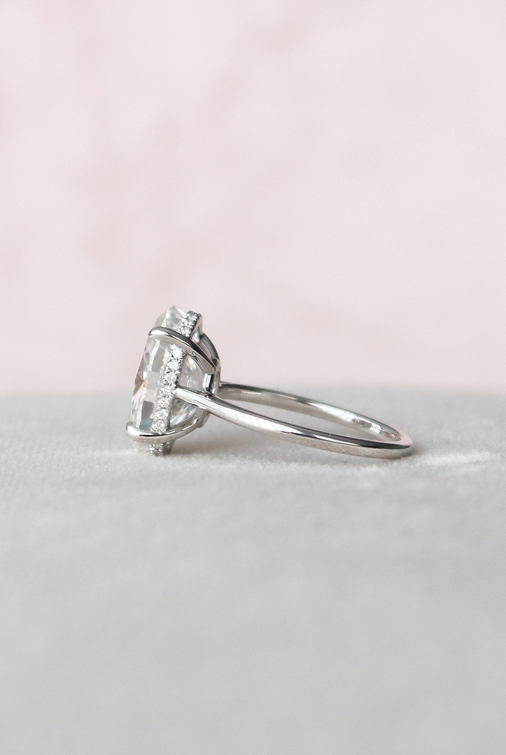 5.0CT Oval Cut Hidden Halo Moissanite Engagement Ring