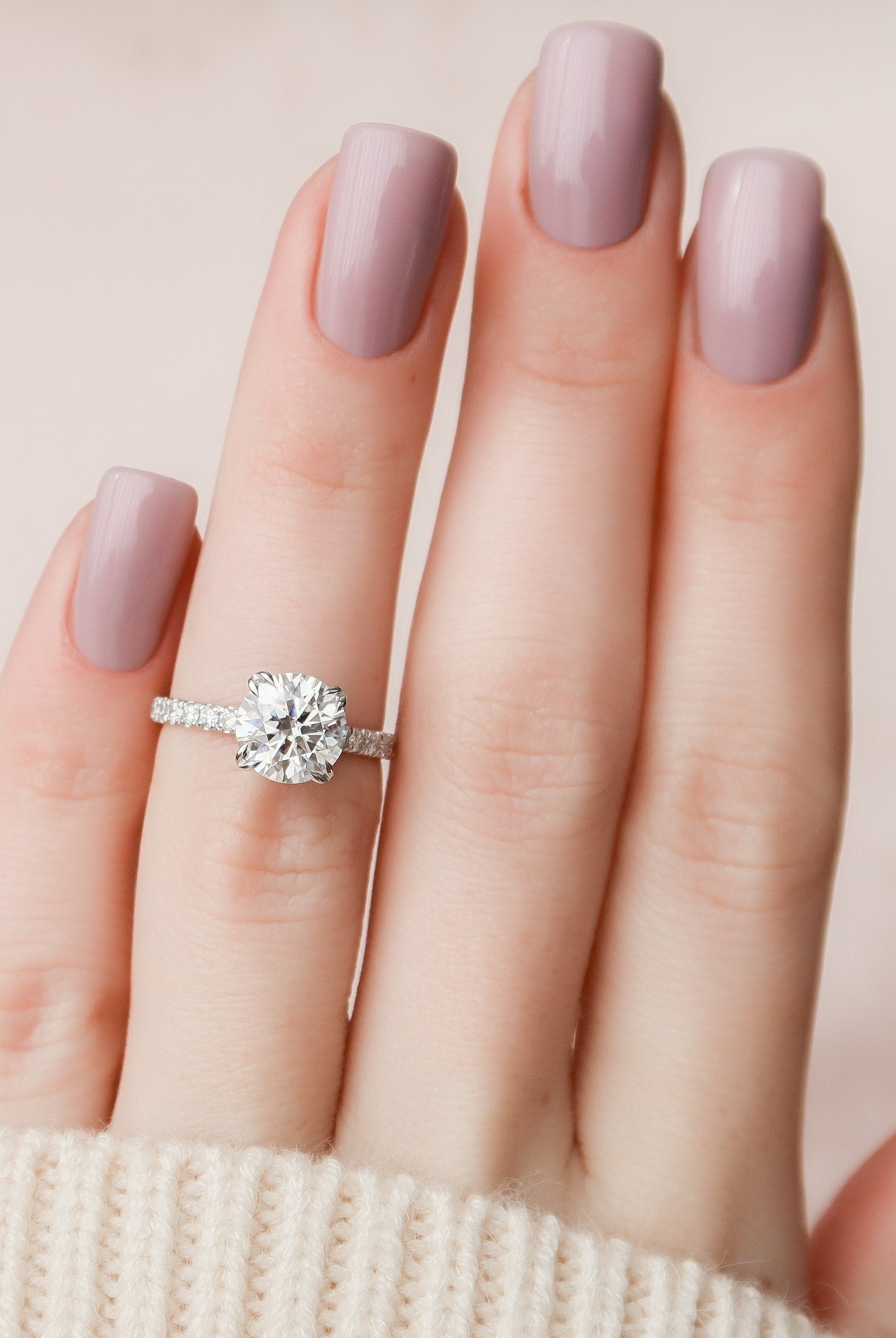 2.0CT Round Pave Moissanite Diamond Unique Hidden Halo Engagement Ring