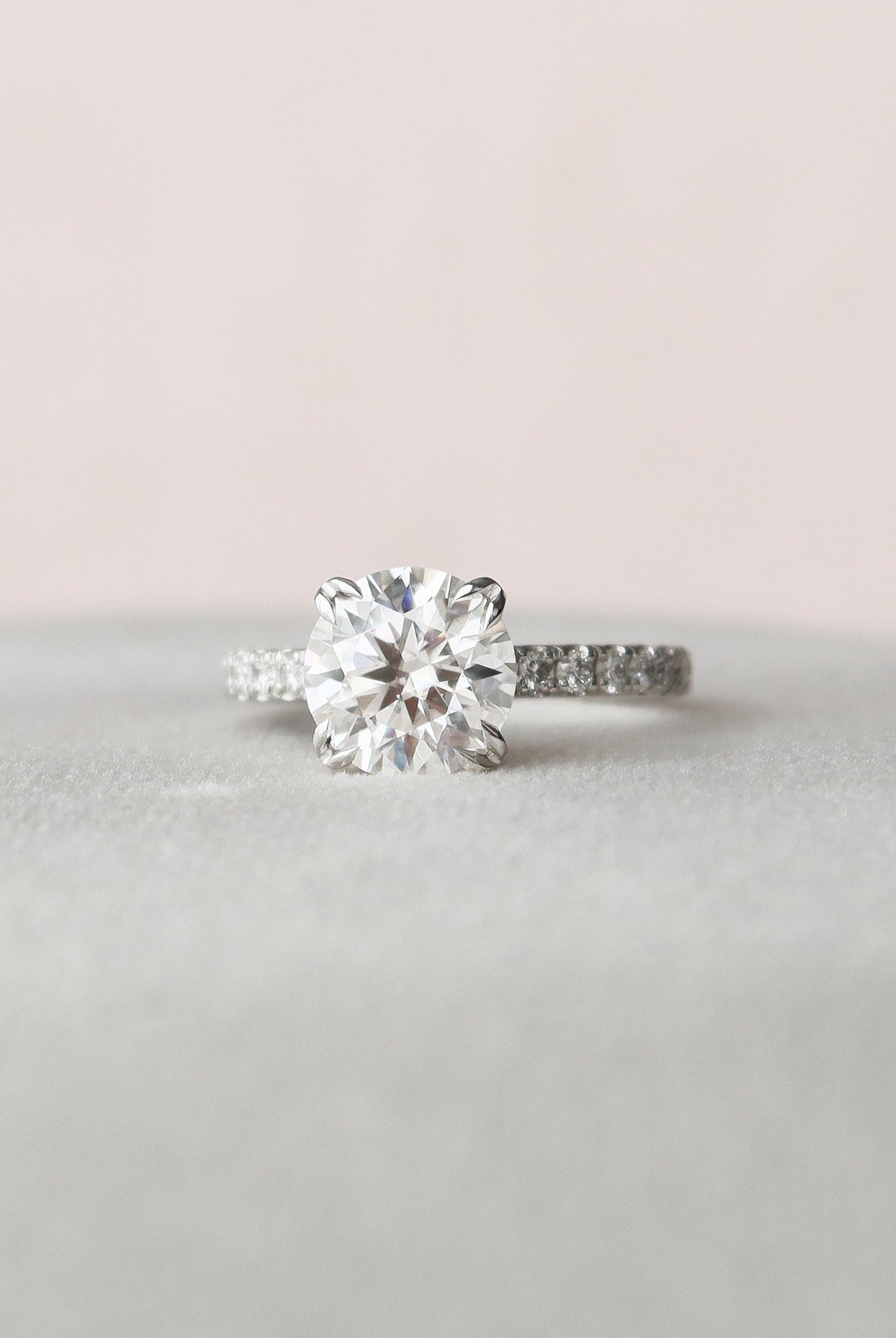2.0CT Round Pave Moissanite Diamond Unique Hidden Halo Engagement Ring