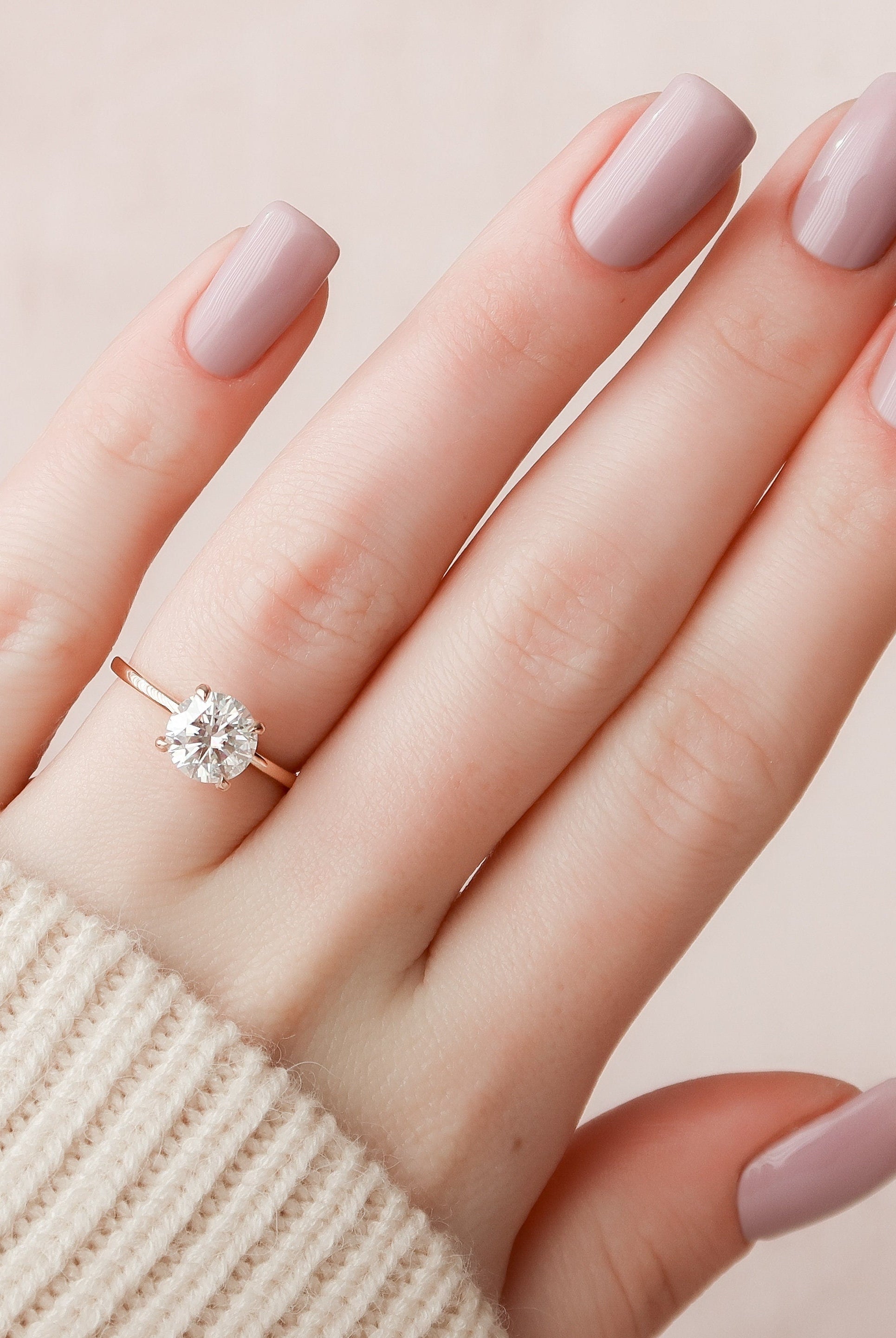 1.50CT Round Hidden Halo Moissanite Diamond Solitaire Engagement Ring