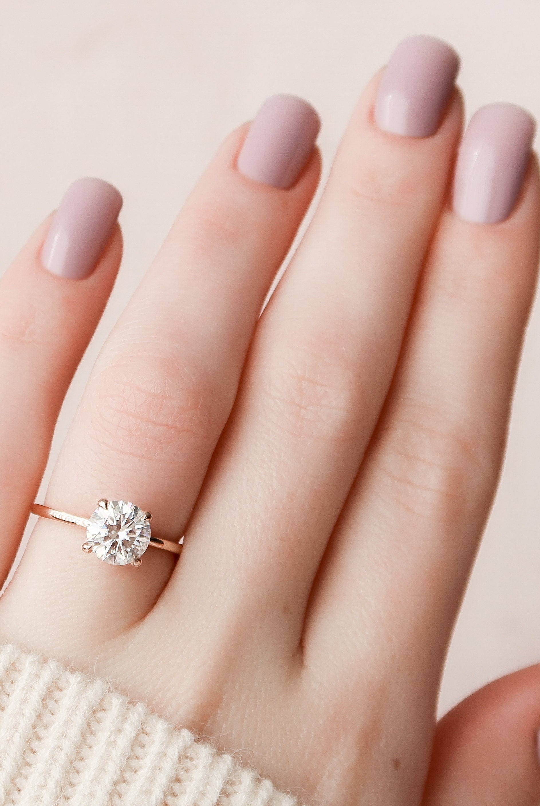 1.50CT Round Hidden Halo Moissanite Diamond Solitaire Engagement Ring