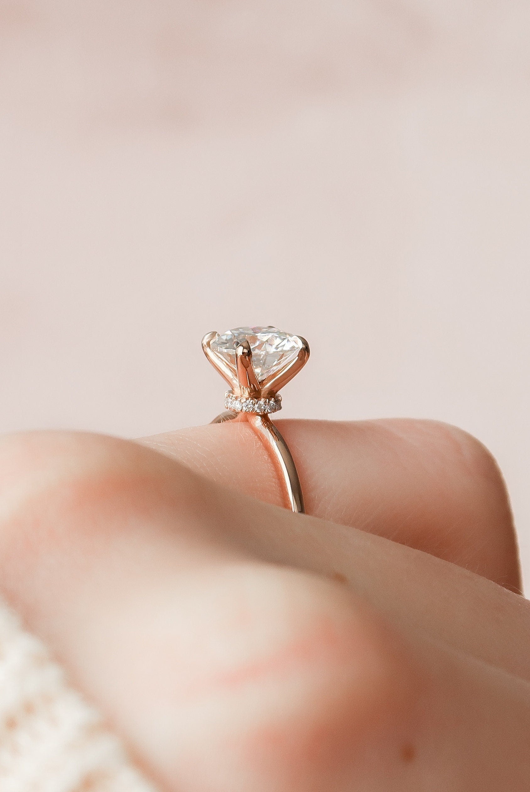 1.50CT Round Hidden Halo Moissanite Diamond Solitaire Engagement Ring