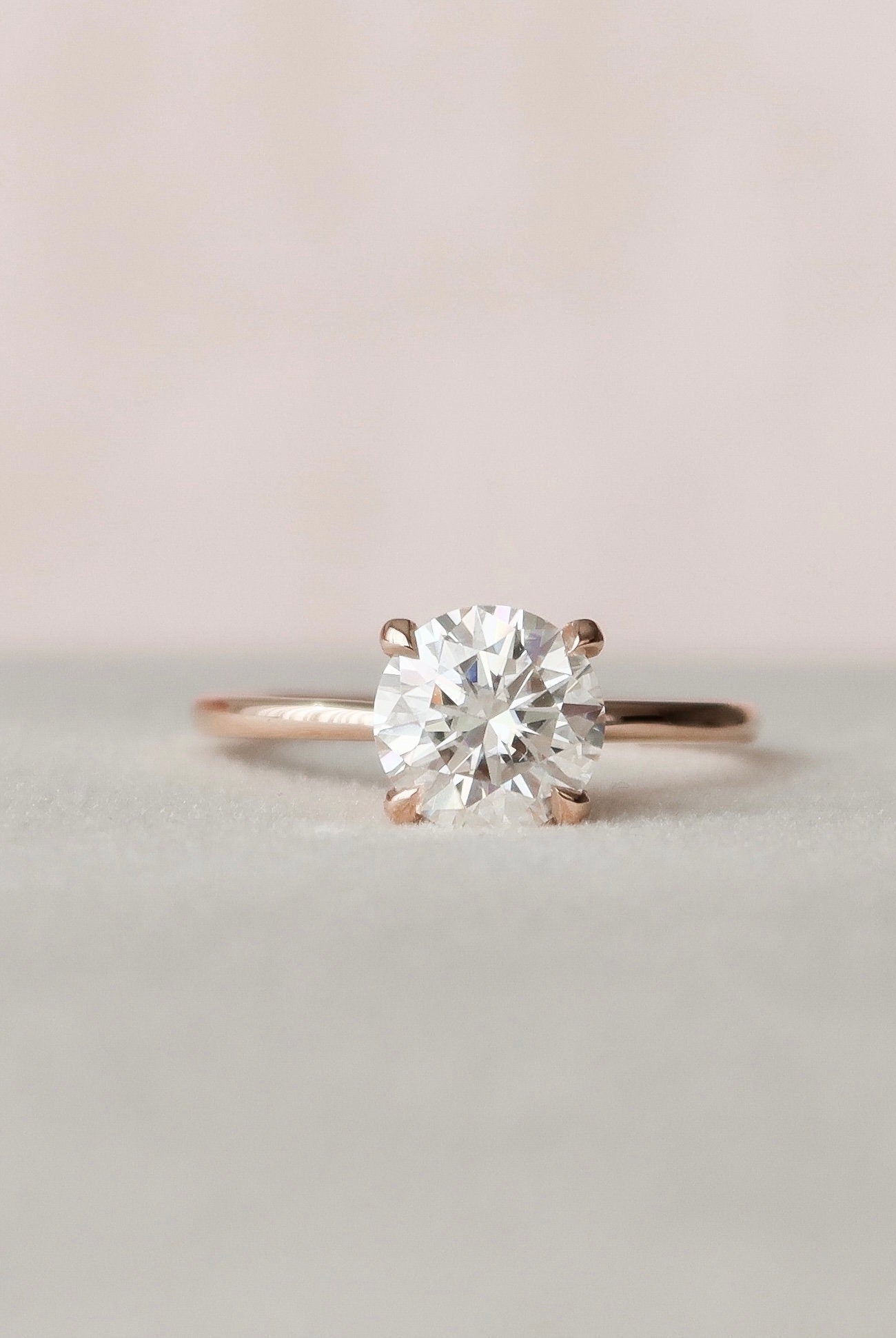 1.50CT Round Hidden Halo Moissanite Diamond Solitaire Engagement Ring