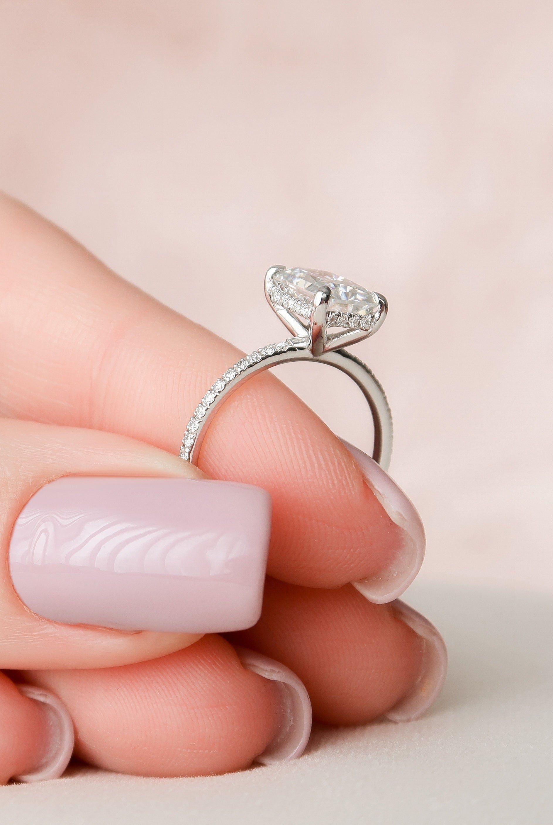2.0CT Radiant Pave Moissanite Diamond Hidden Halo Engagement Ring