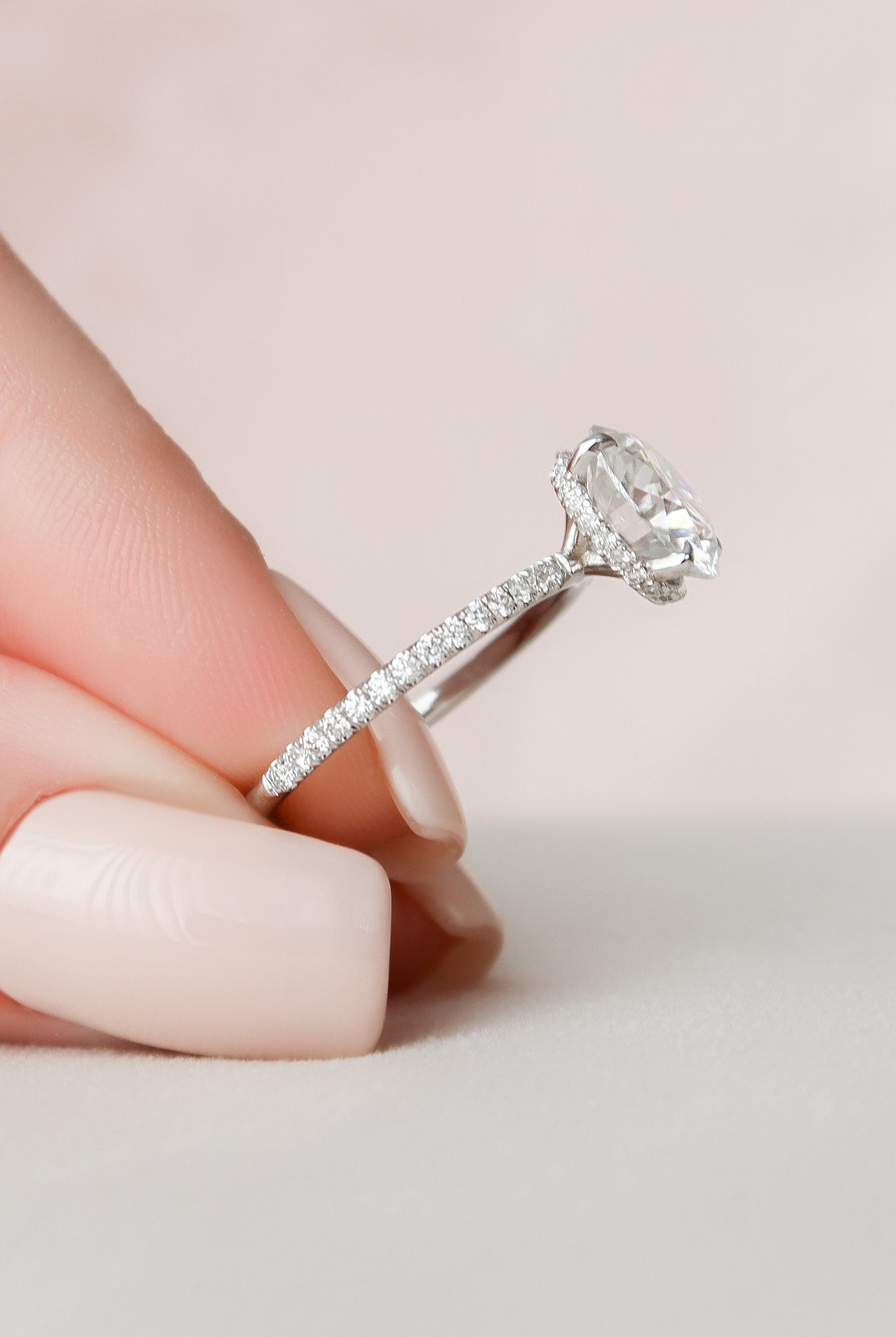 2.50CT Round Hidden Halo Moissanite Diamond Pave Engagement Ring For Women