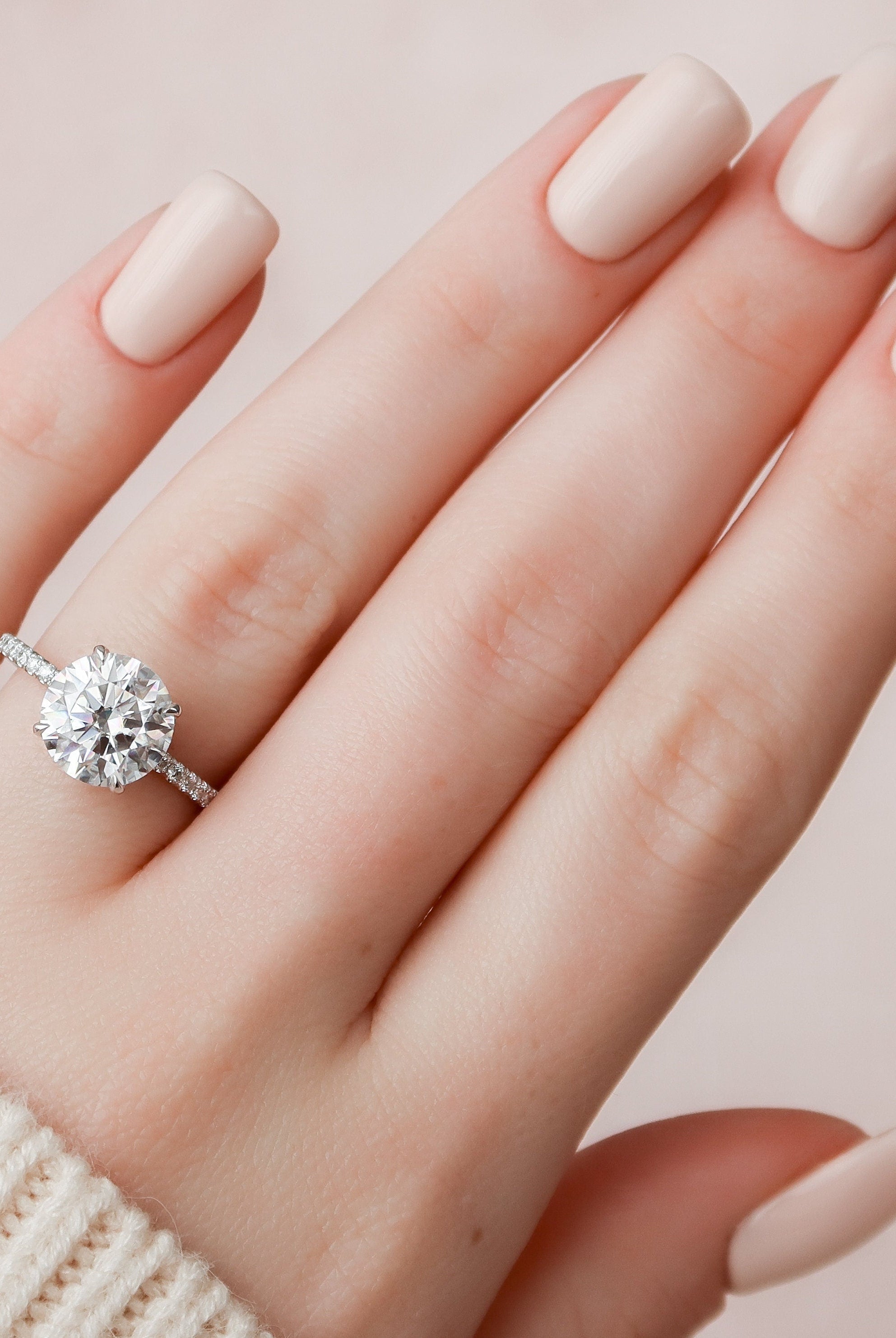 2.50CT Round Hidden Halo Moissanite Diamond Pave Engagement Ring For Women