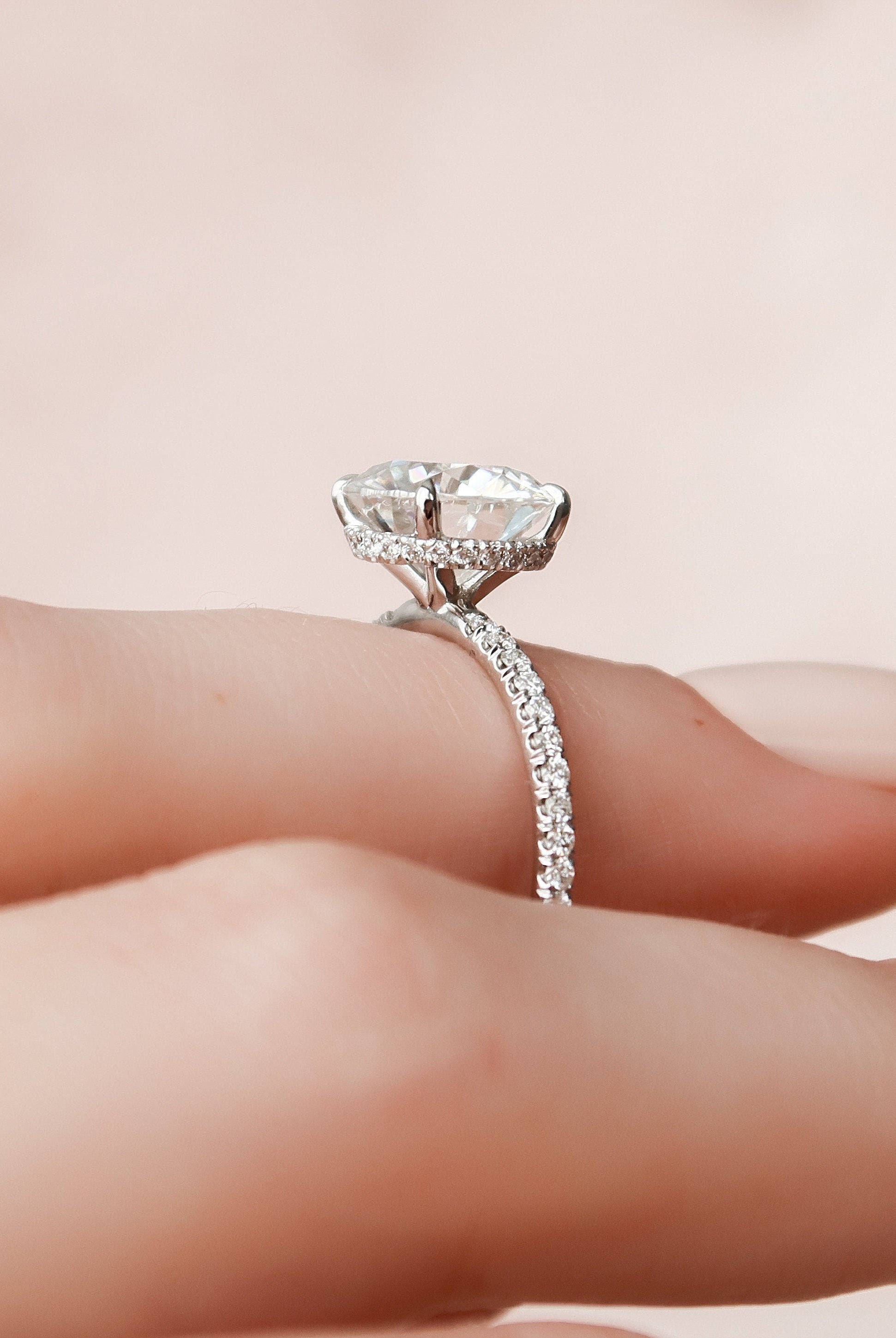 2.50CT Round Hidden Halo Moissanite Diamond Pave Engagement Ring For Women