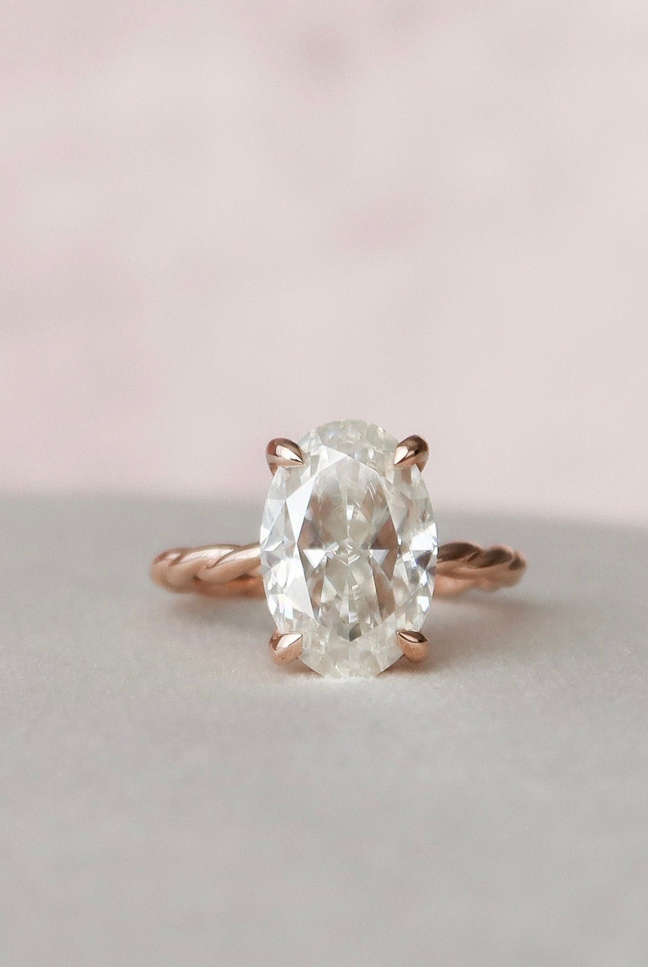3.50CT Oval Braided Moissanite Diamond Hidden Halo Engagement Ring