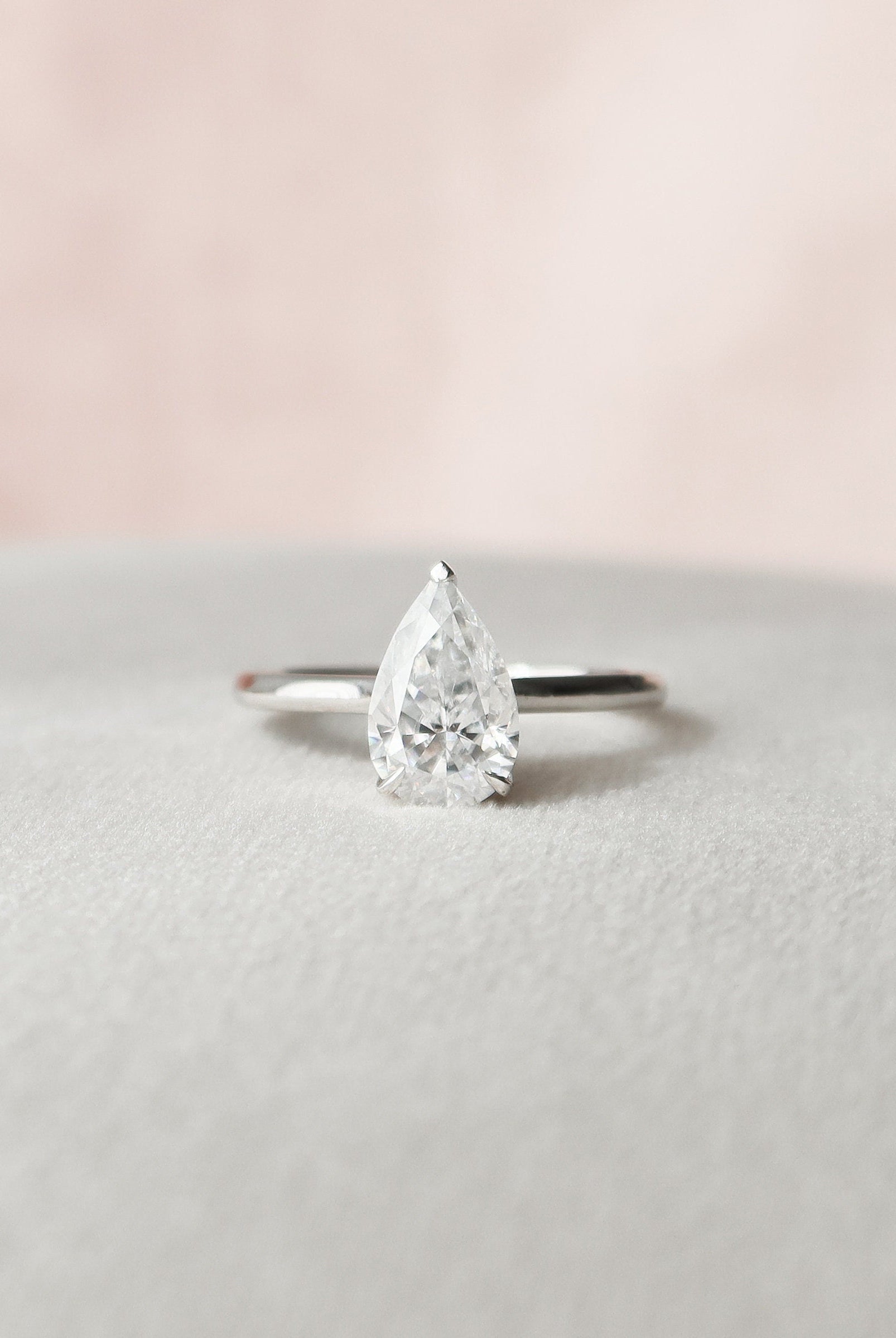 1.50CT Pear Cathedral Set Moissanite Diamond Hidden Halo Engagement Ring