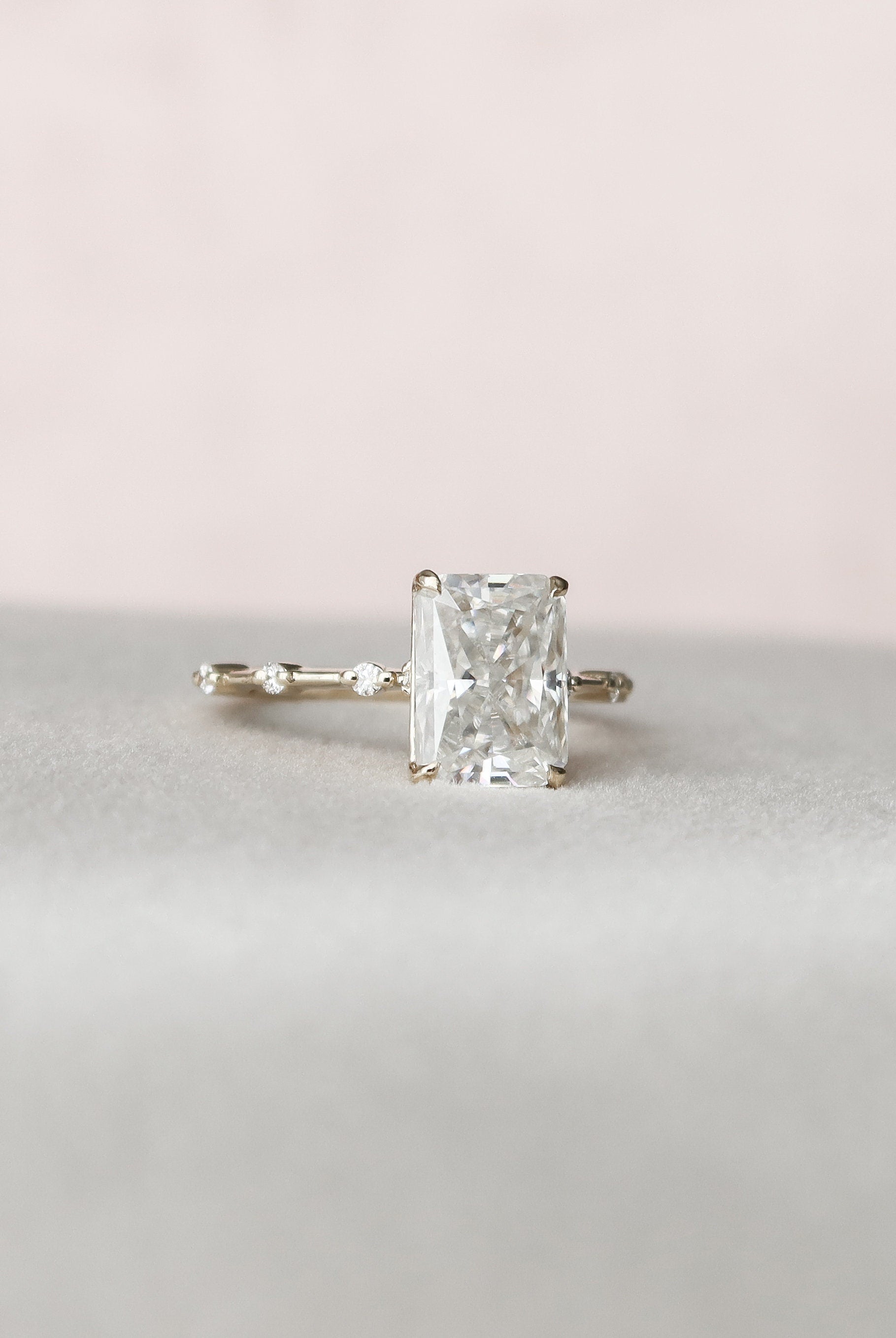 3.50CT Radiant Petite Pave Moissanite Diamond Engagement Ring