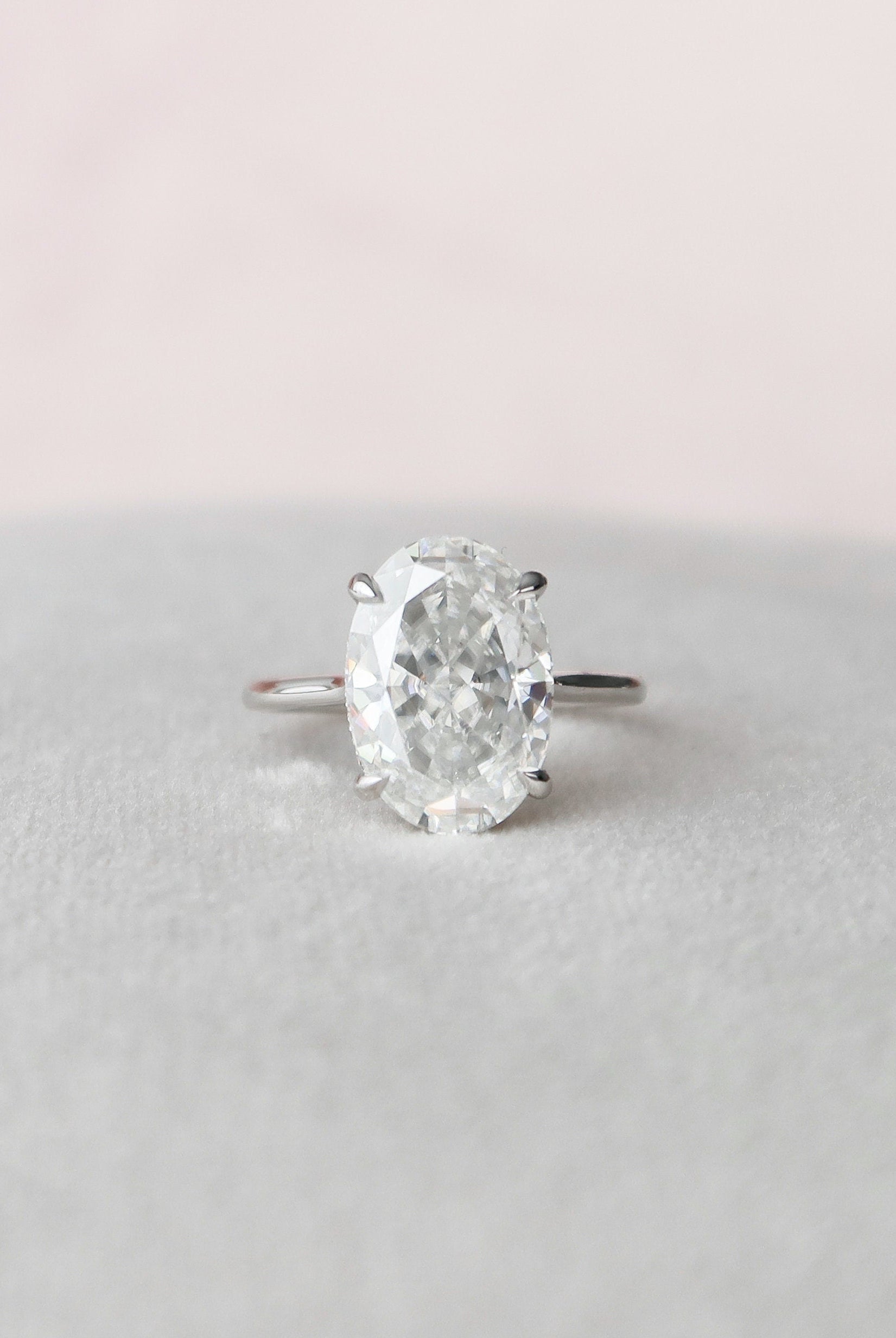 5.0CT Oval Cut Hidden Halo Moissanite Engagement Ring