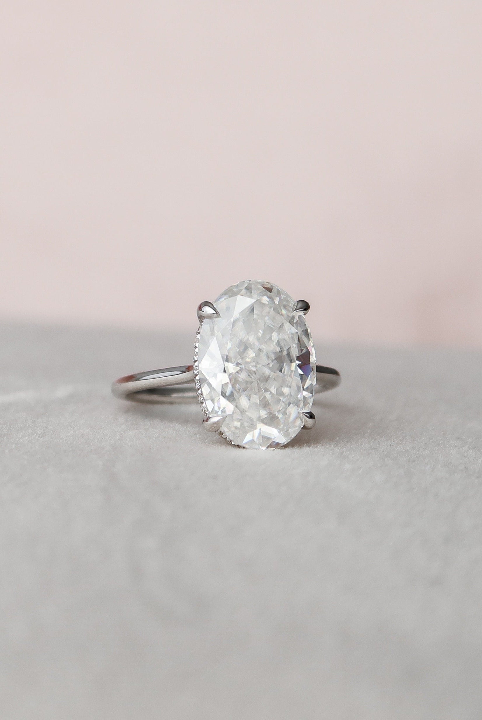 5.0CT Oval Cut Hidden Halo Moissanite Engagement Ring