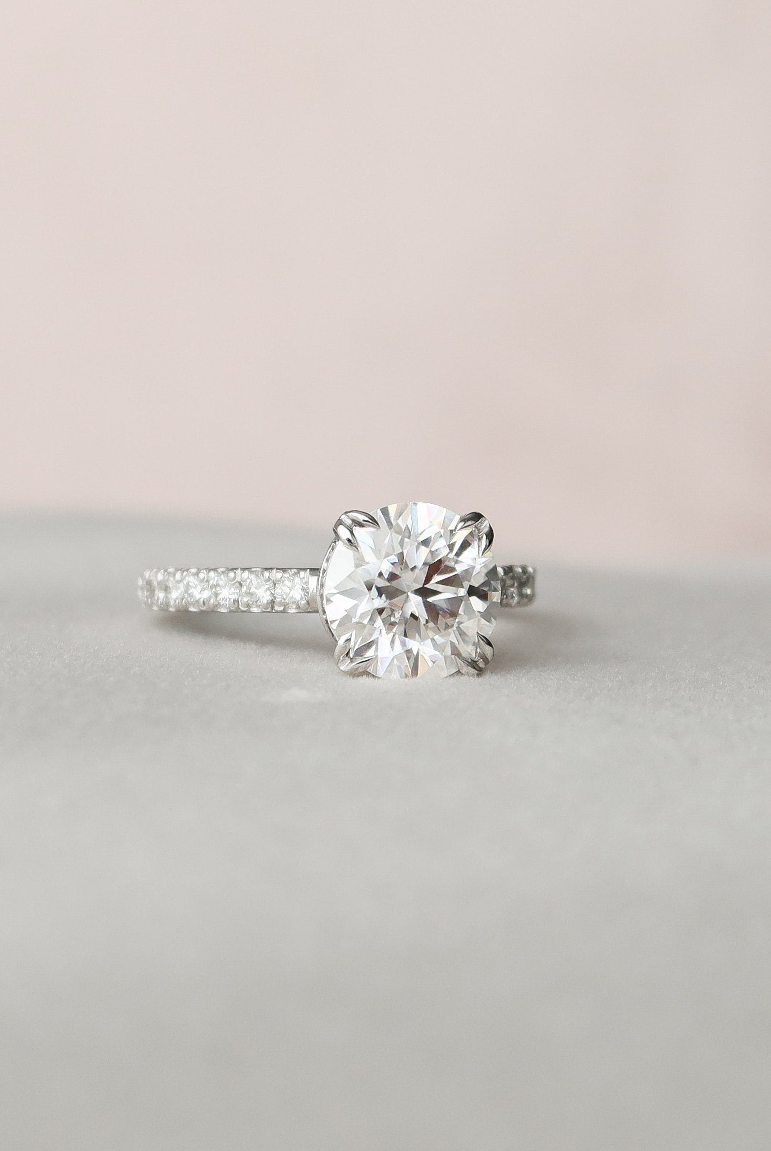 2.0CT Round Pave Moissanite Diamond Unique Hidden Halo Engagement Ring