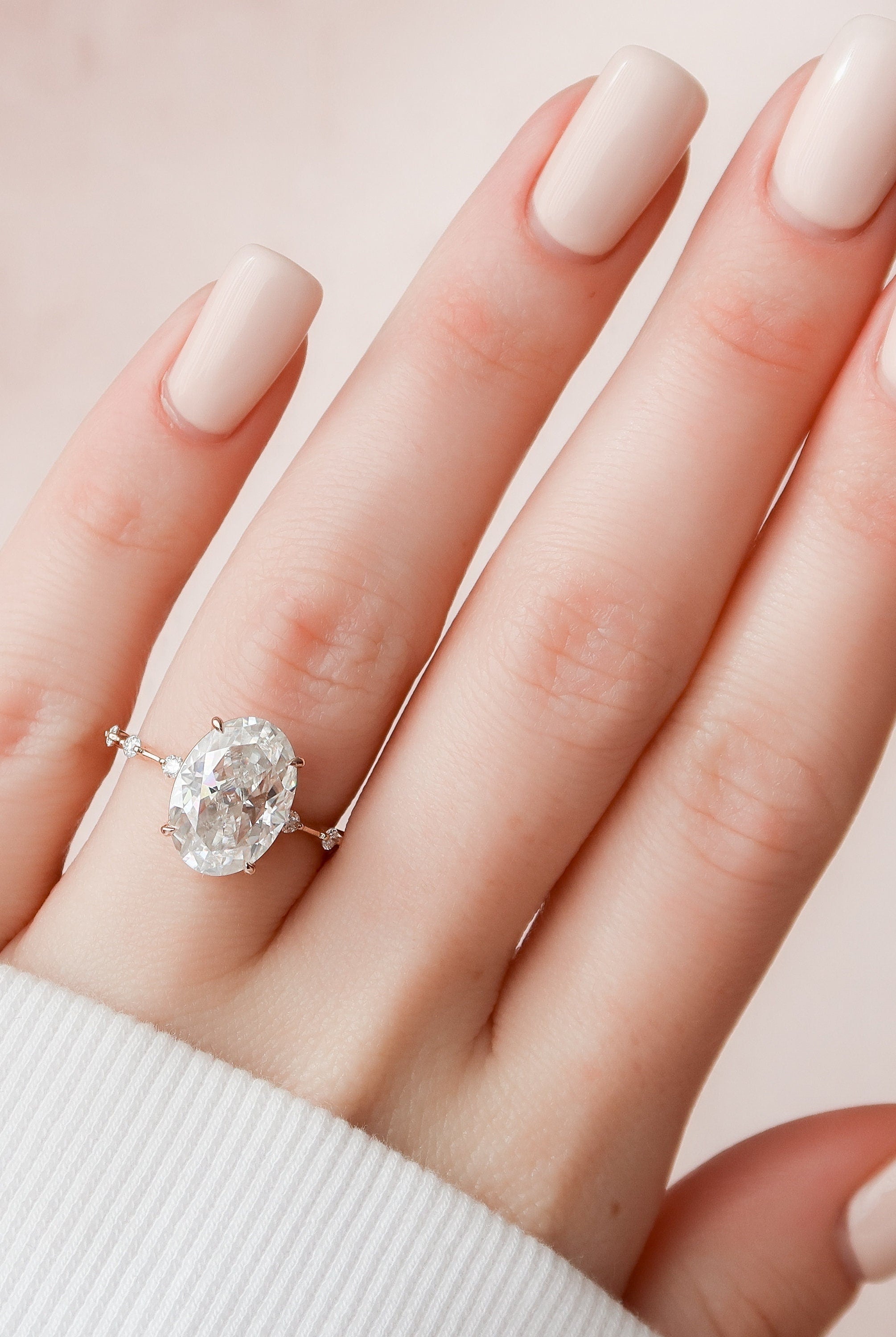 4.50CT Oval Petite Pave Moissanite Diamond Engagement Ring For Women