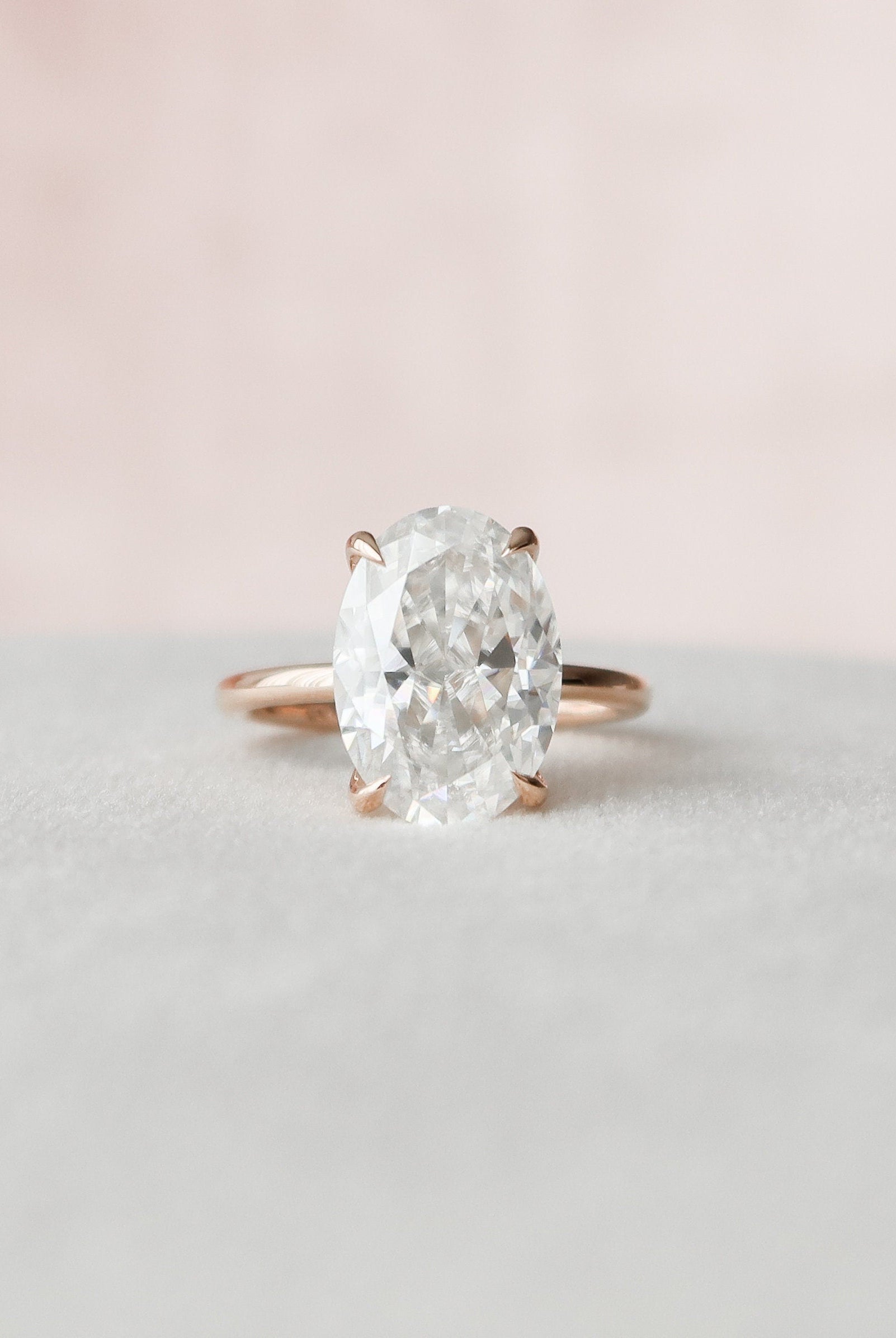 4.0CT Oval Hidden Halo Moissanite Diamond Solitaire Engagement Ring