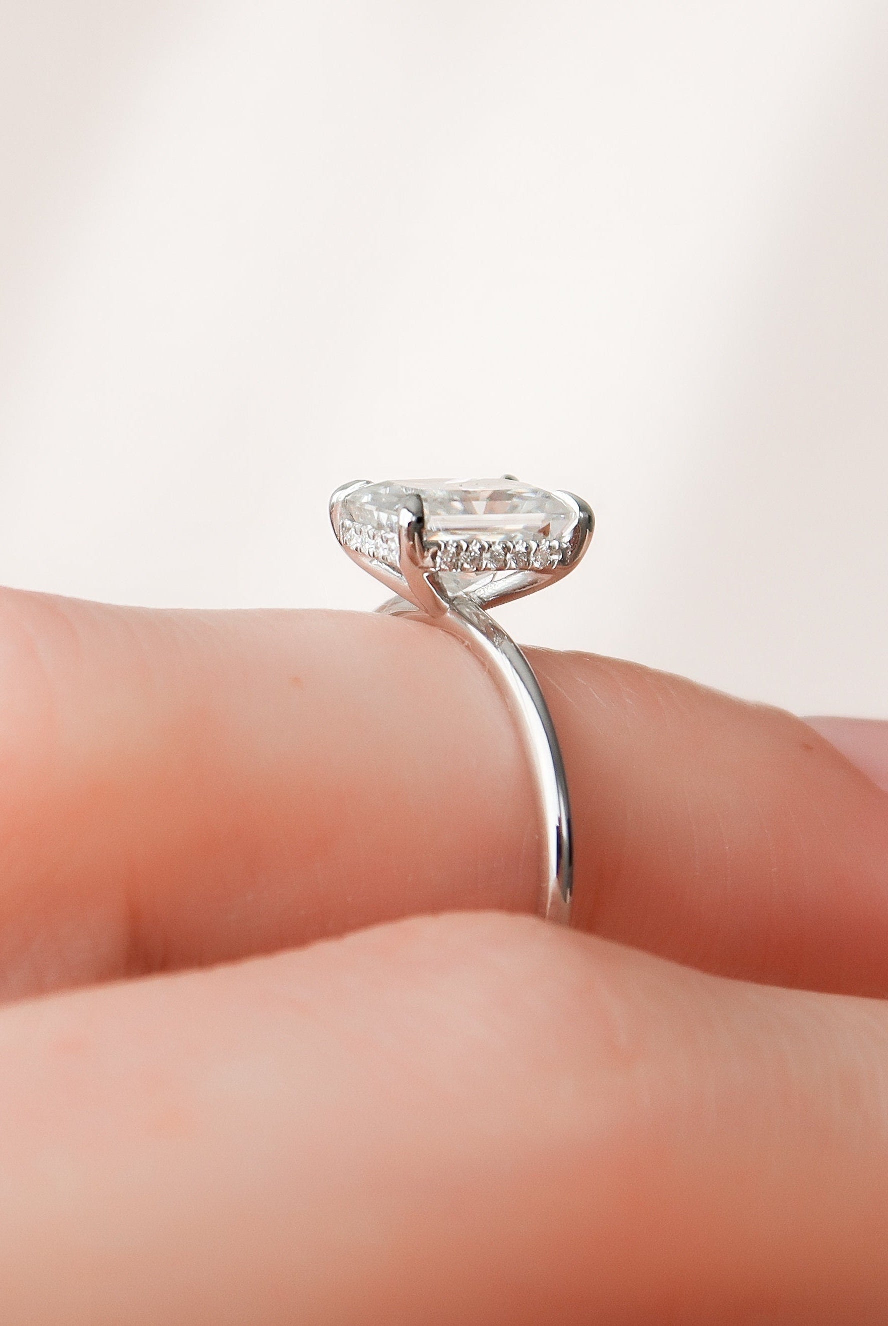 2.0CT Radiant Hidden Halo Moissanite Diamond Solitaire Engagement Ring