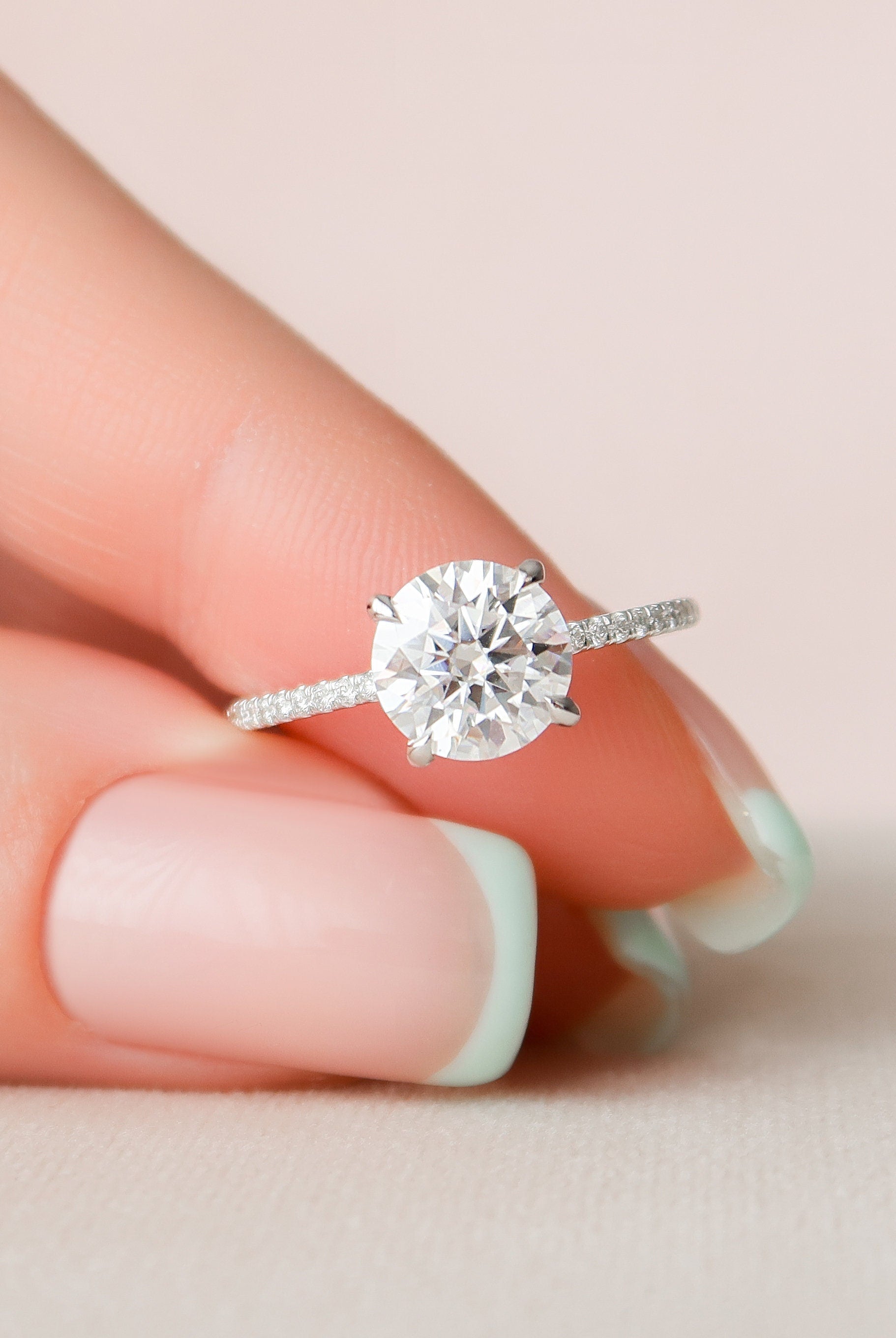 2.0CT Round Hidden Halo Moissanite Diamond Pave Engagement Ring