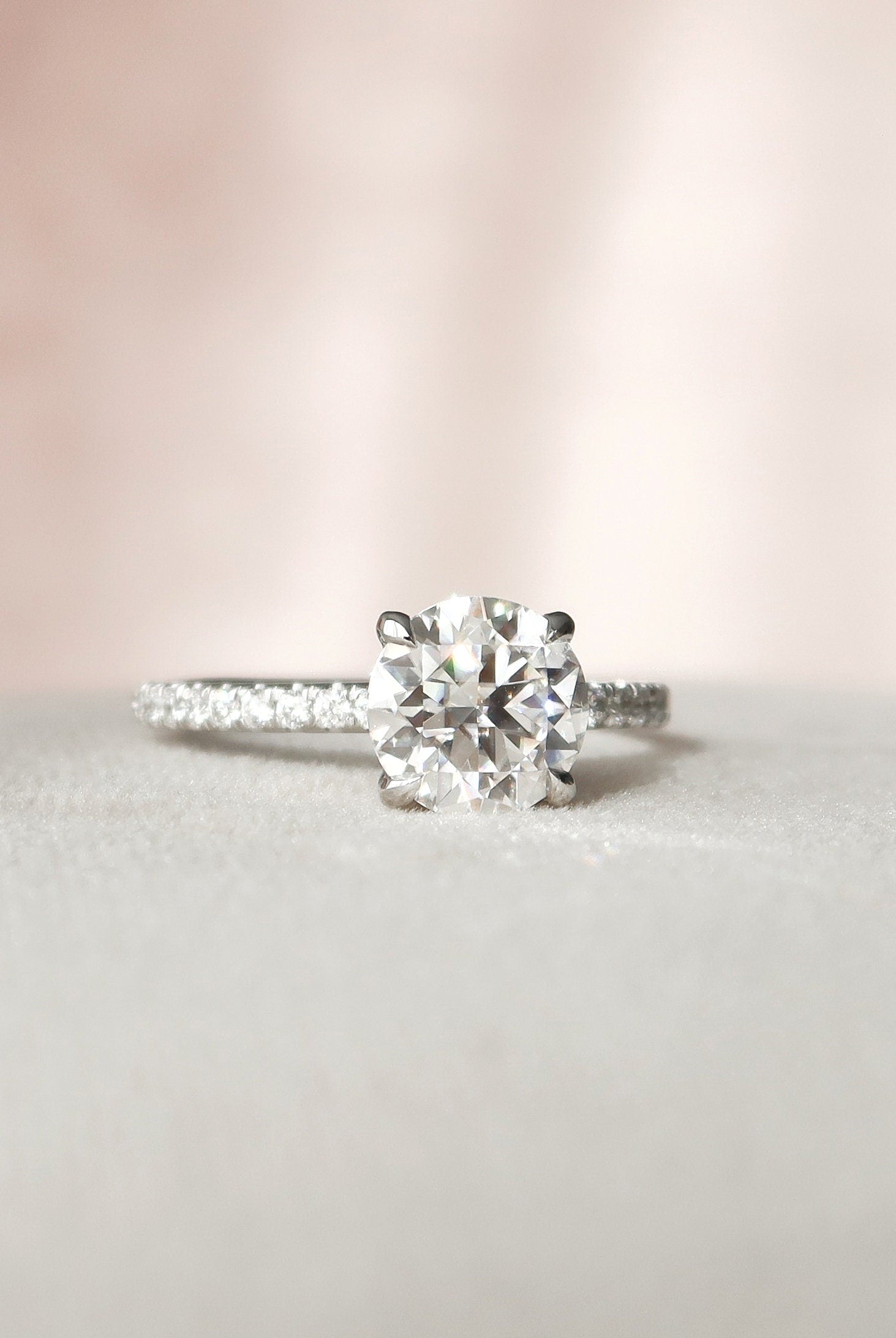 2.0CT Round Hidden Halo Moissanite Diamond Pave Engagement Ring