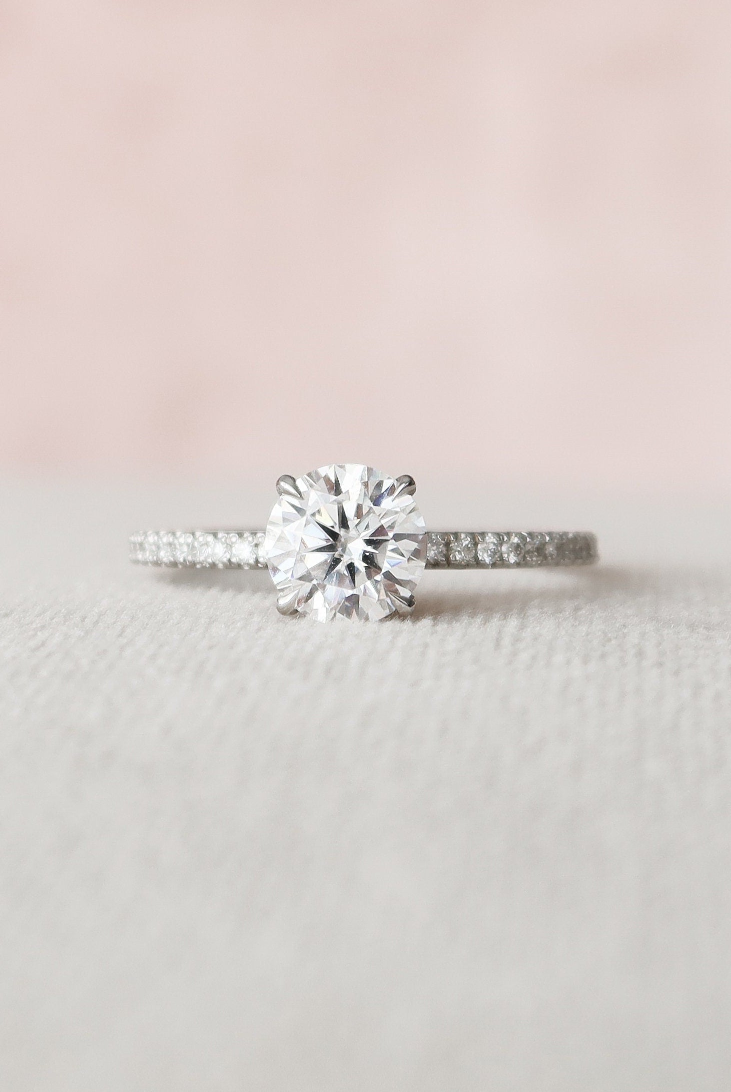 1.0CT Round Hidden Halo Moissanite Diamond Pave Engagement Ring For Women