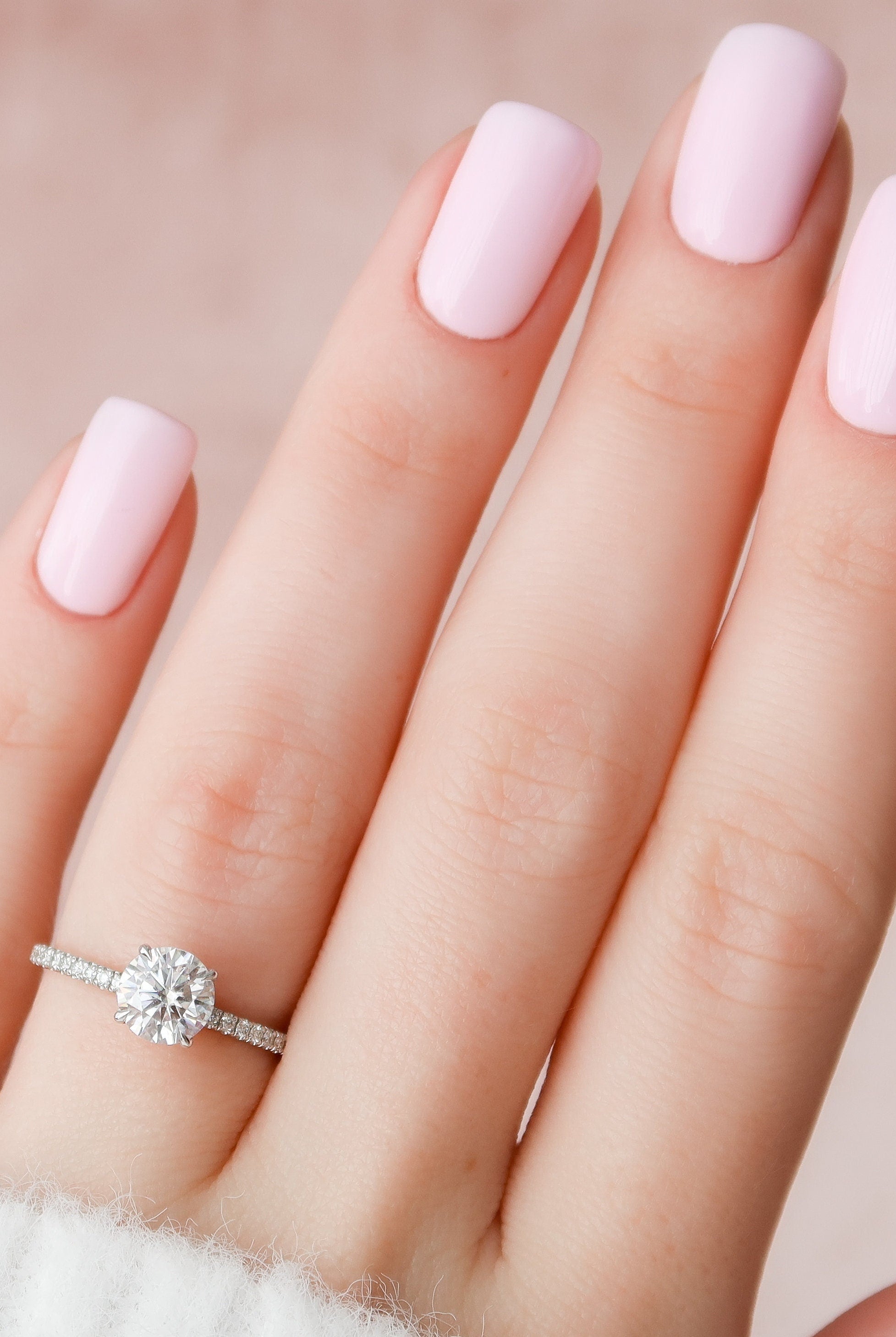1.0CT Round Hidden Halo Moissanite Diamond Pave Engagement Ring For Women