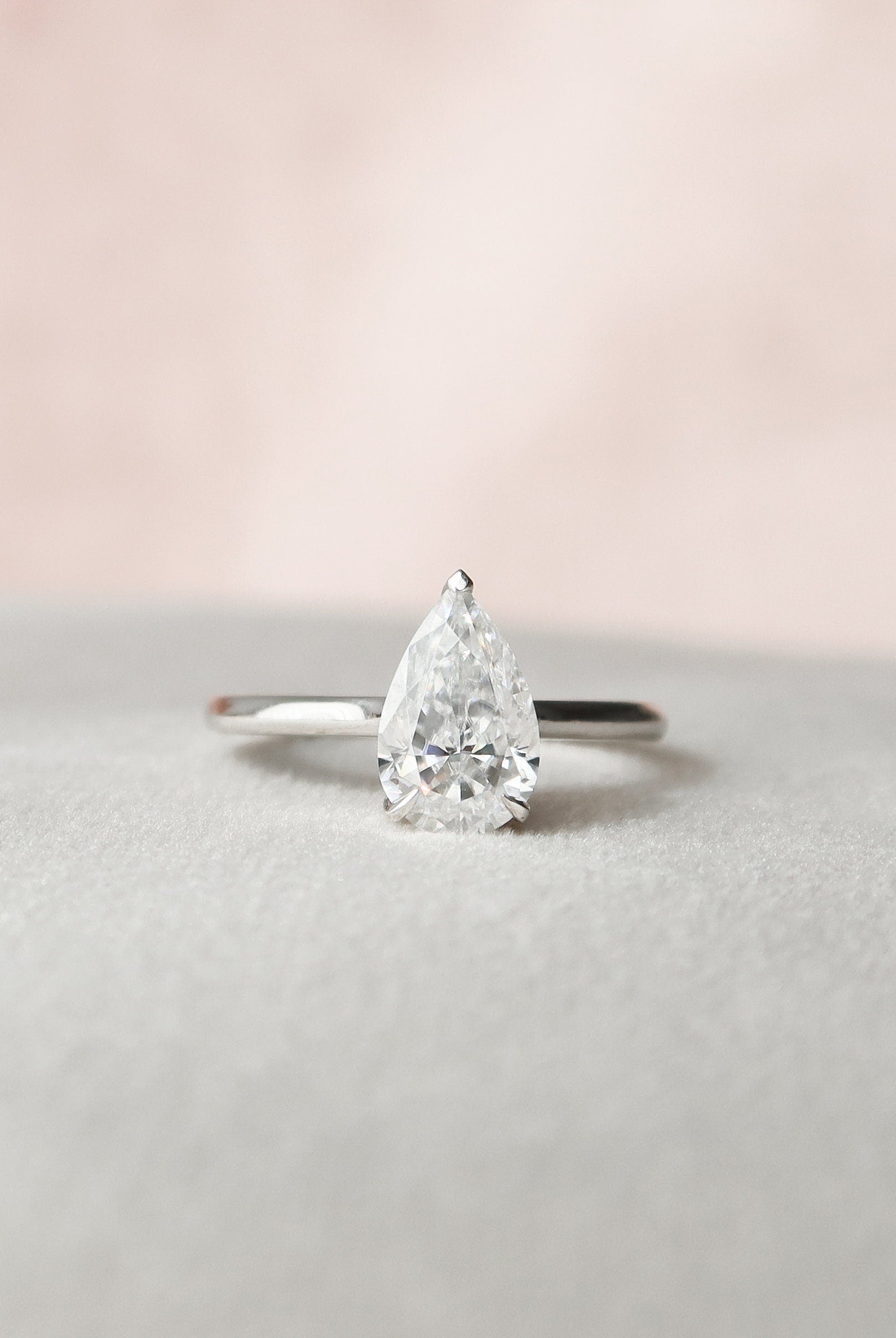 1.50CT Pear Cathedral Set Moissanite Diamond Hidden Halo Engagement Ring