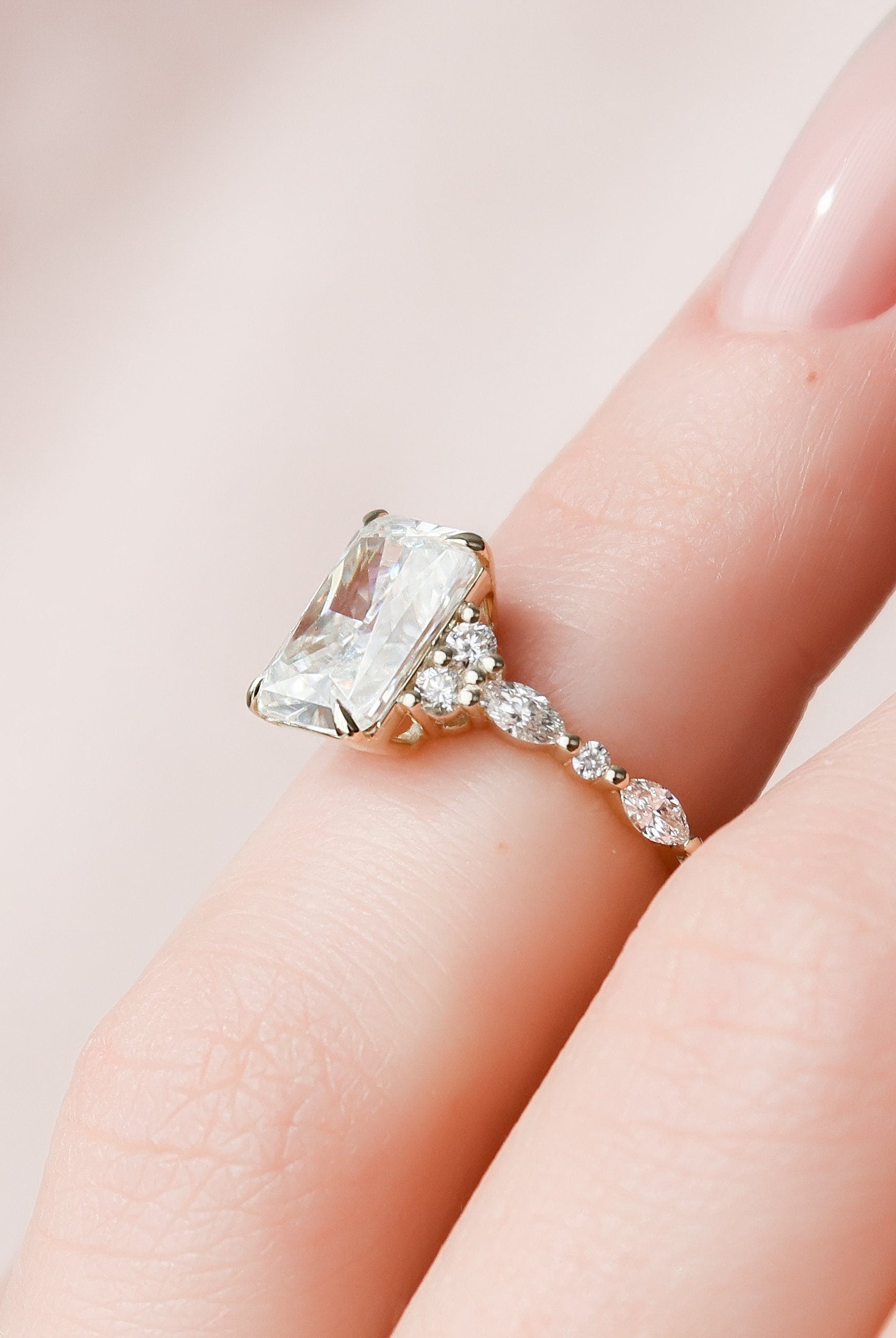 3.50CT Radiant Cluster Moissanite Diamond Engagement Ring For Women