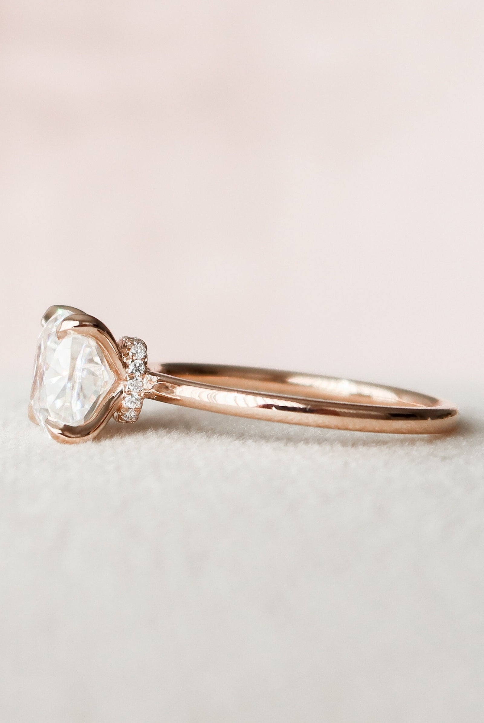 2.0CT Cushion Hidden Halo Moissanite Diamond Solitaire Engagement Ring