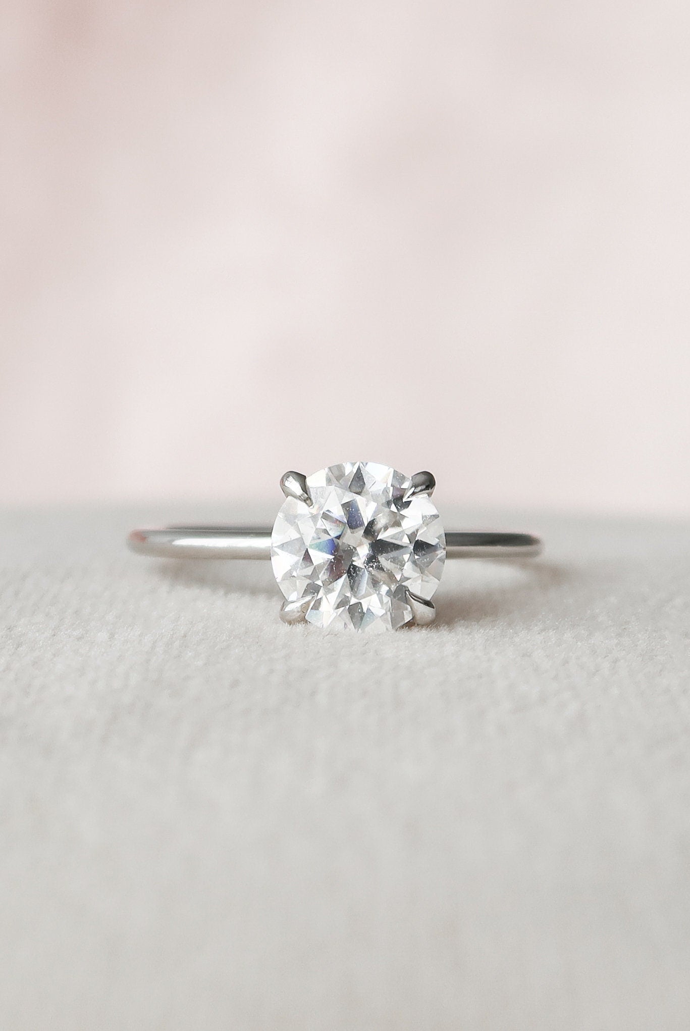2.0CT Round Hidden Halo Moissanite Diamond Solitaire Engagement Ring