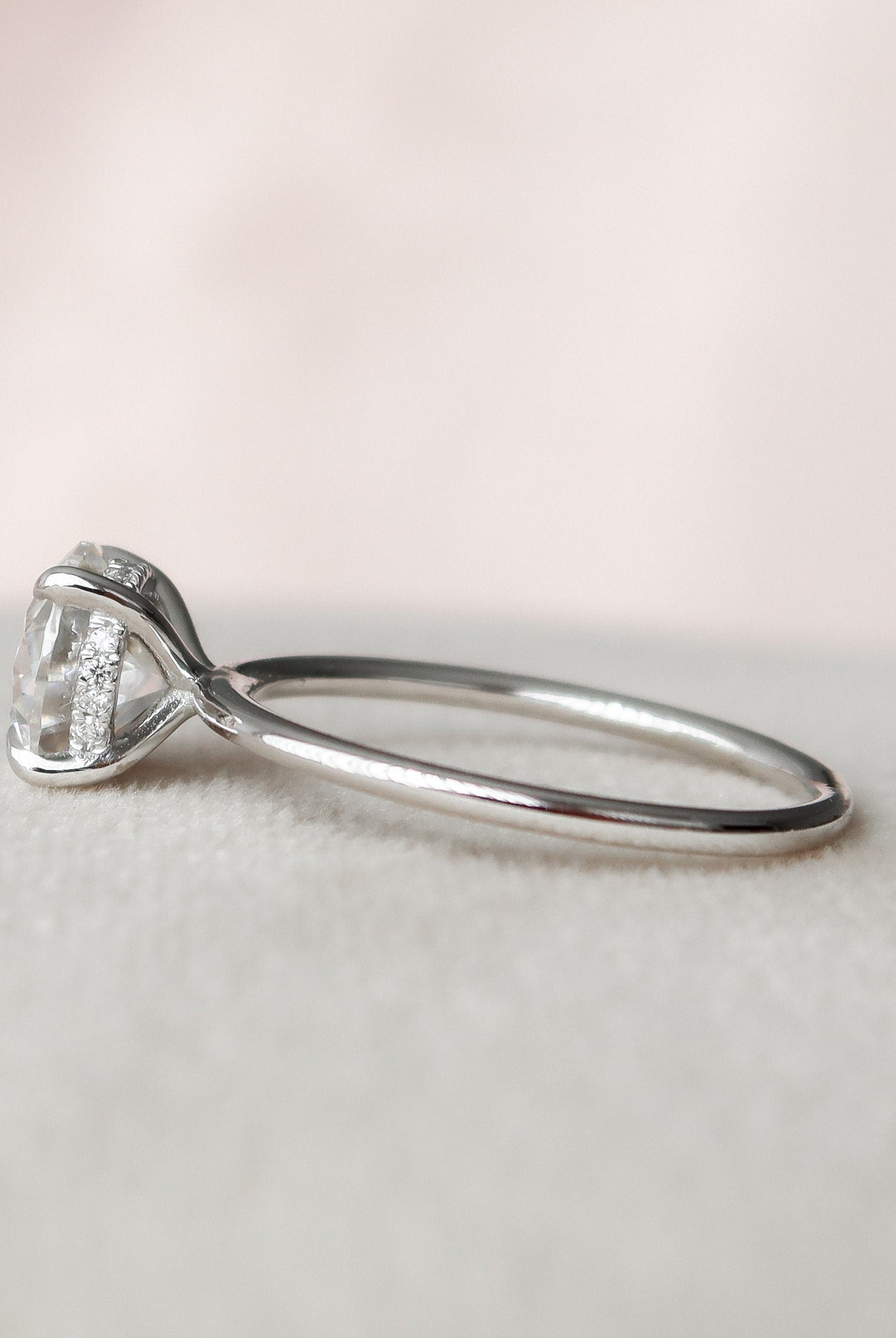 2.0CT Round Hidden Halo Moissanite Diamond Solitaire Engagement Ring