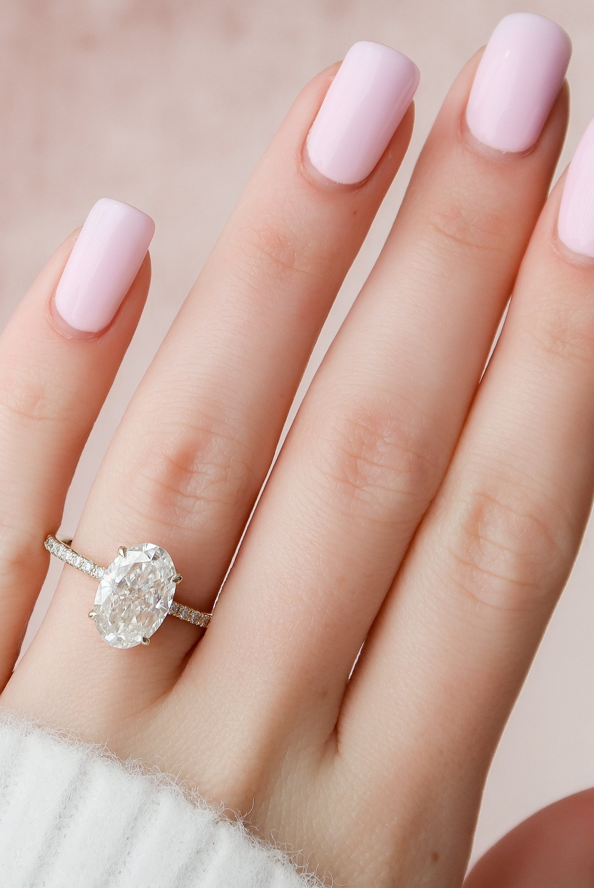3.50CT Oval Pave Moissanite Diamond Hidden Halo Engagement Ring For Women