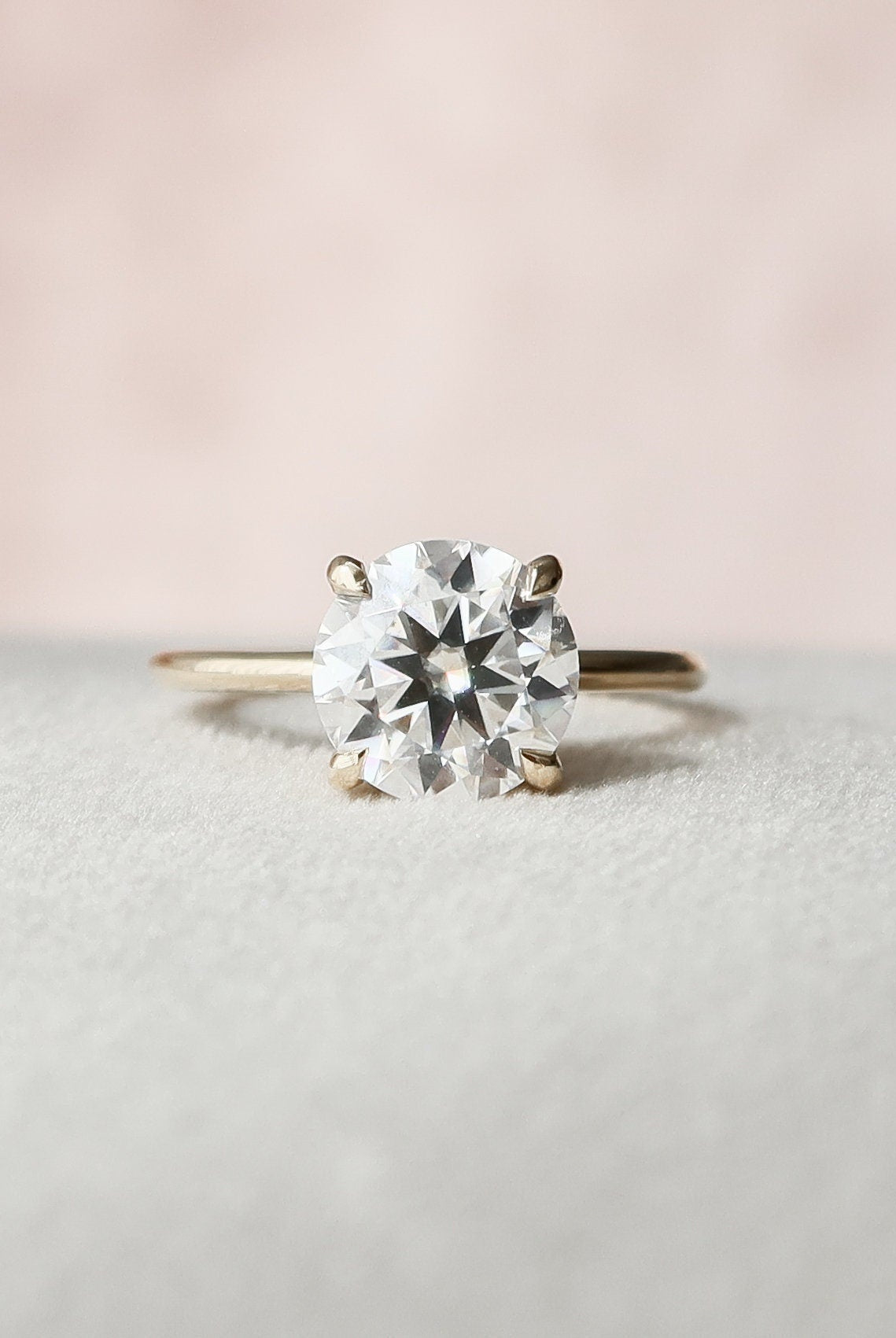 2.0CT Round Hidden Halo Moissanite Diamond Solitaire Engagement Ring