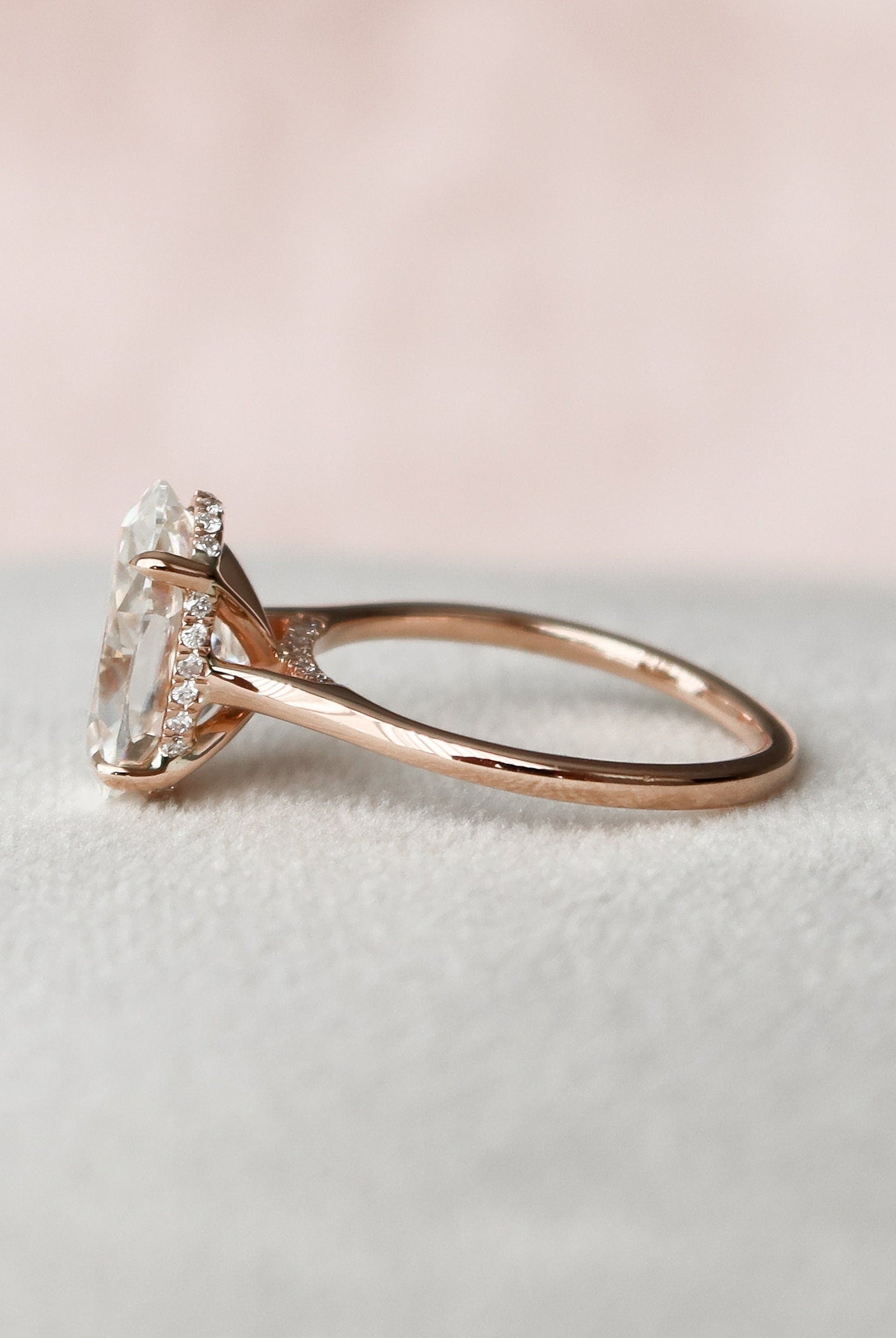 3.50CT Cathedral Set Oval Moissanite Diamond Hidden Halo Engagement Ring