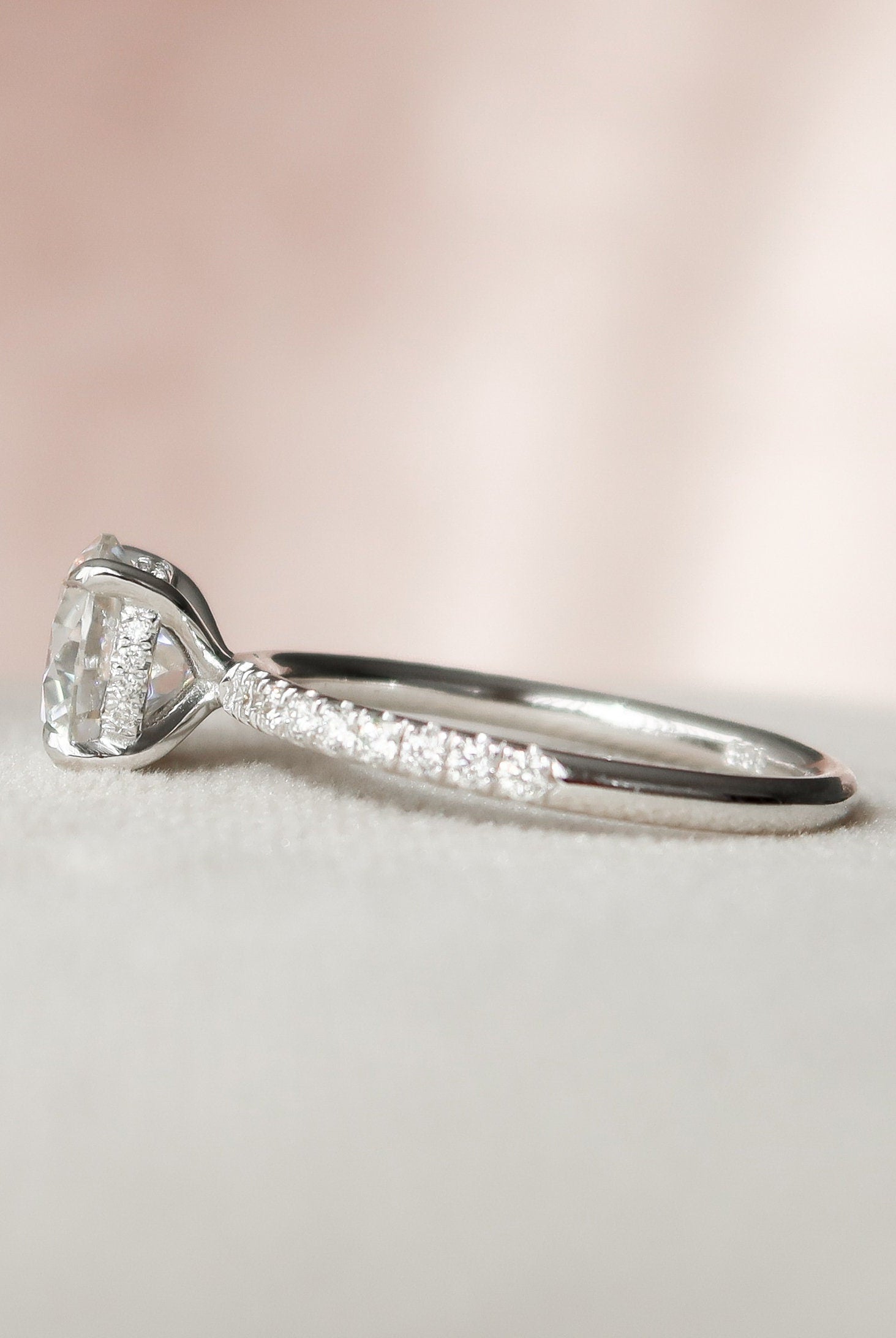 2.0CT Round Hidden Halo Moissanite Diamond Pave Engagement Ring