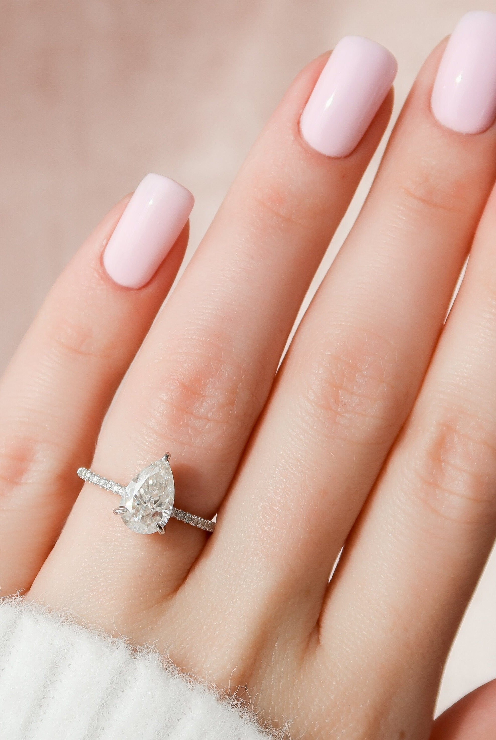 1.50CT Pear Pave Moissanite Diamond Hidden Halo Engagement Ring