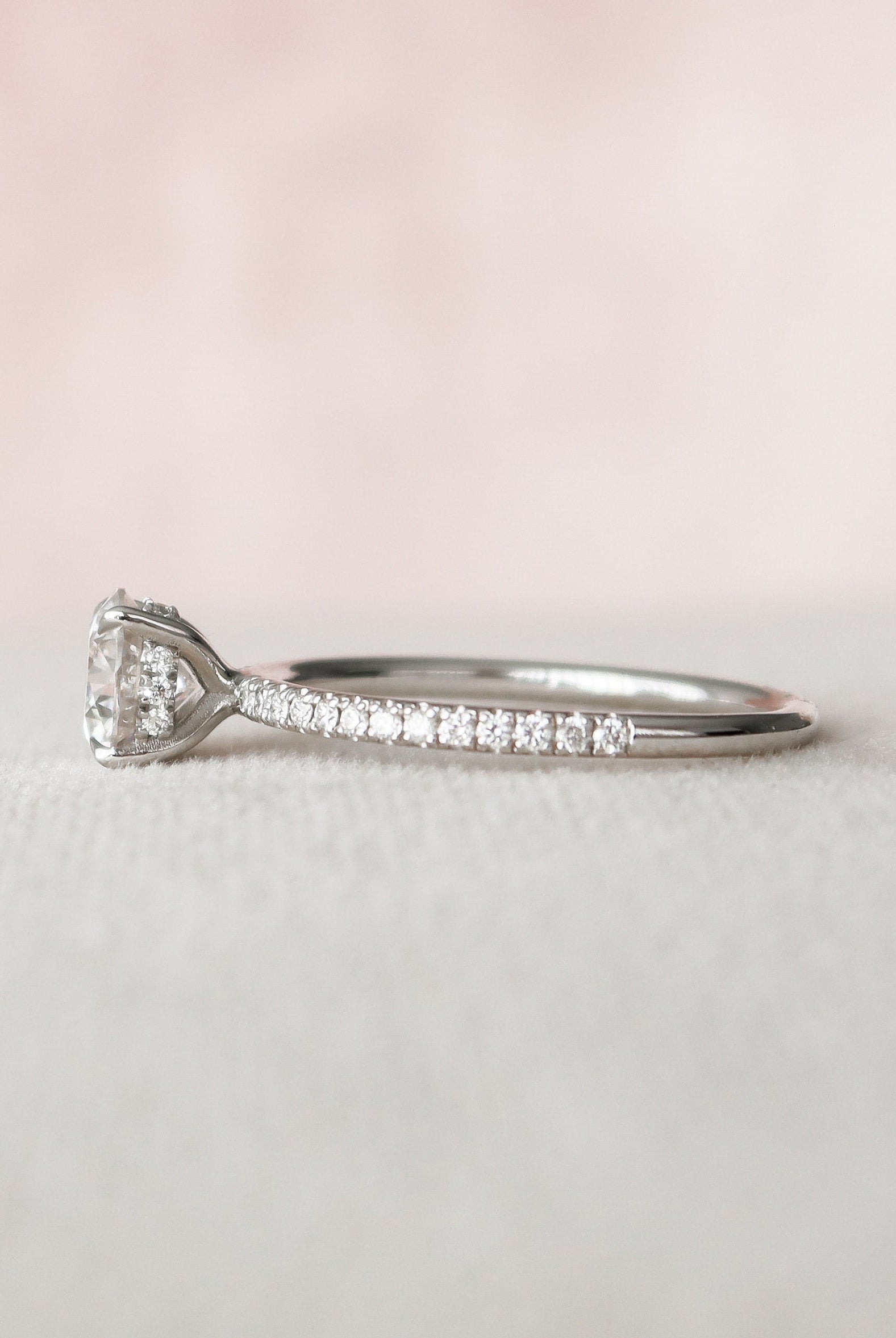1.0CT Round Hidden Halo Moissanite Diamond Pave Engagement Ring For Women