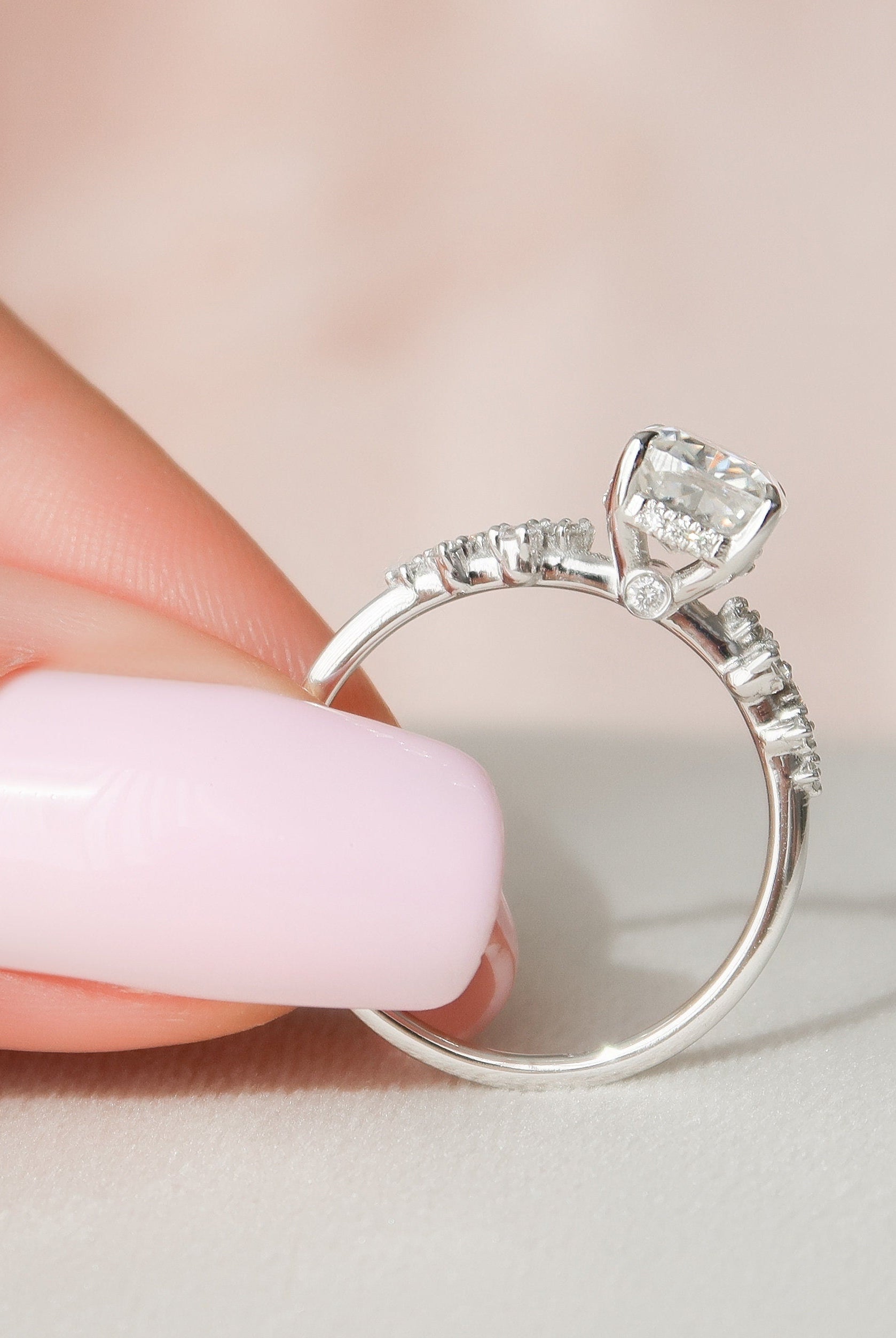 1.50CT Cushion Hidden Halo Moissanite Diamond Cluster Engagement Ring