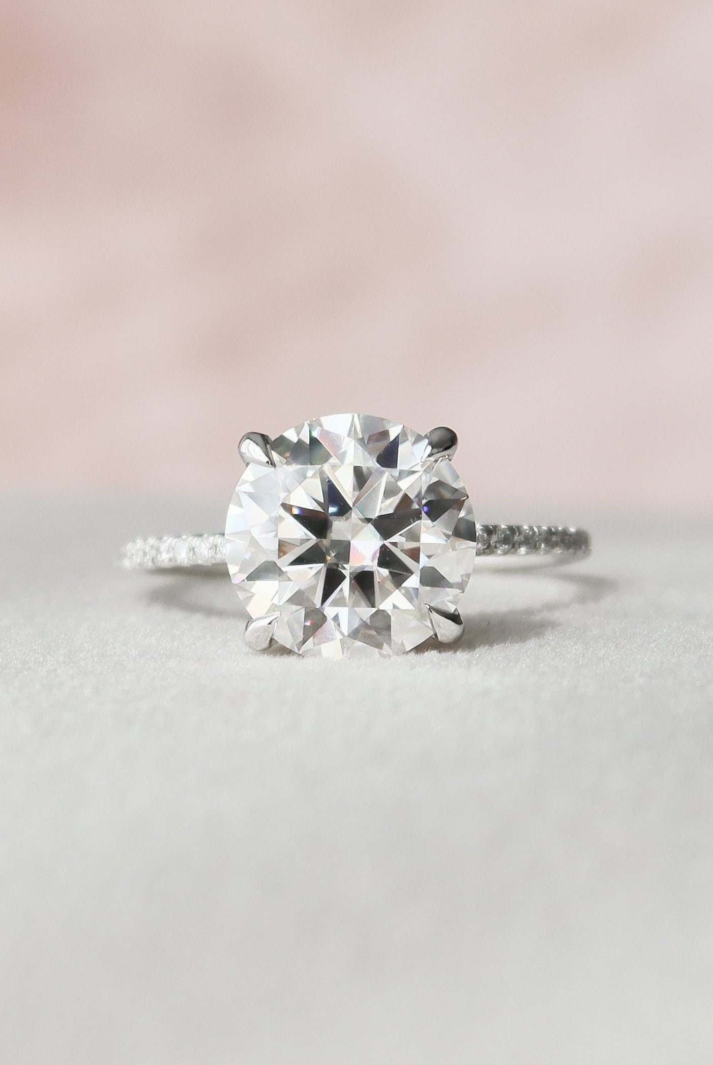 3.50CT Round Pave Moissanite Diamond Hidden Halo Engagement Ring