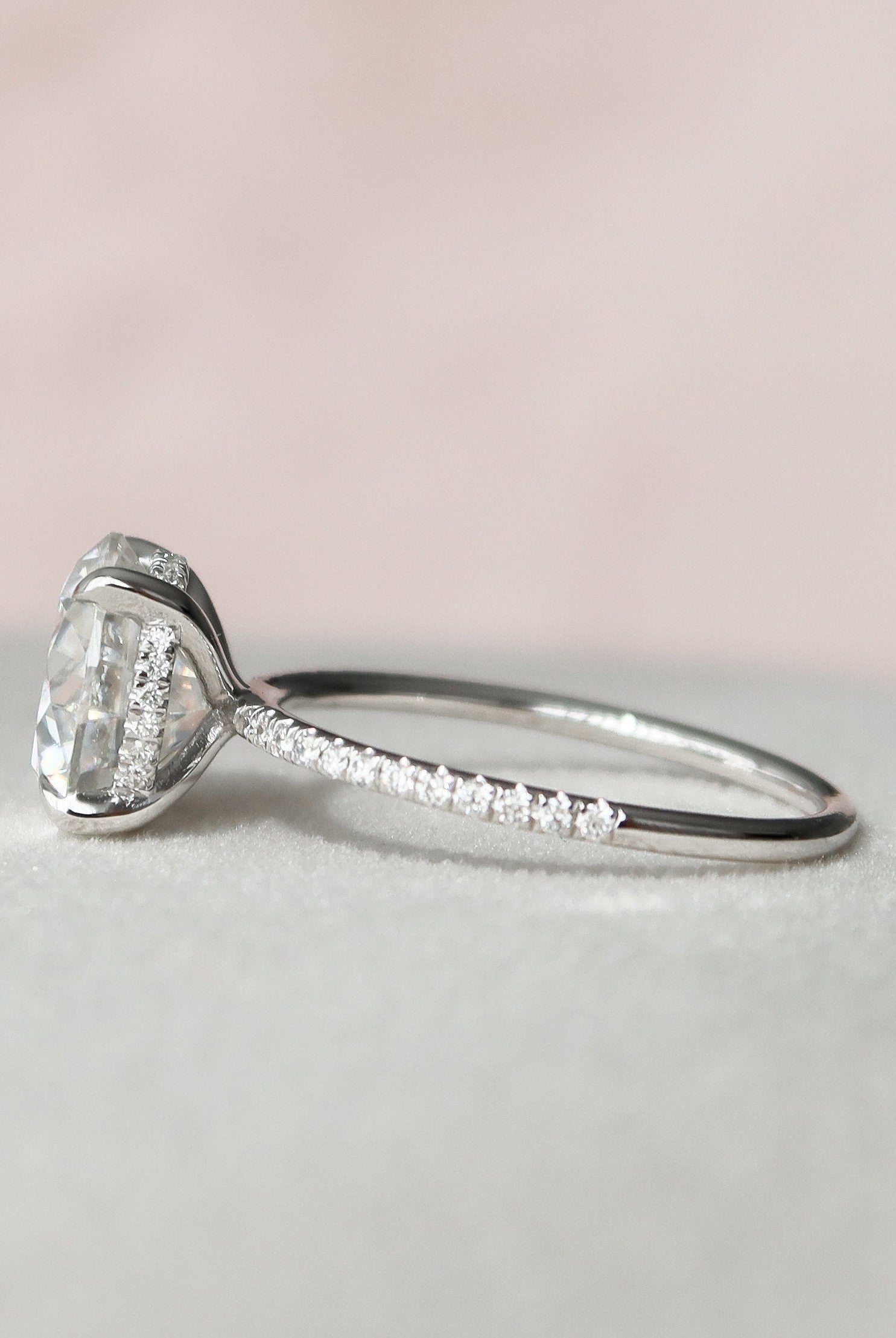 3.50CT Round Pave Moissanite Diamond Hidden Halo Engagement Ring