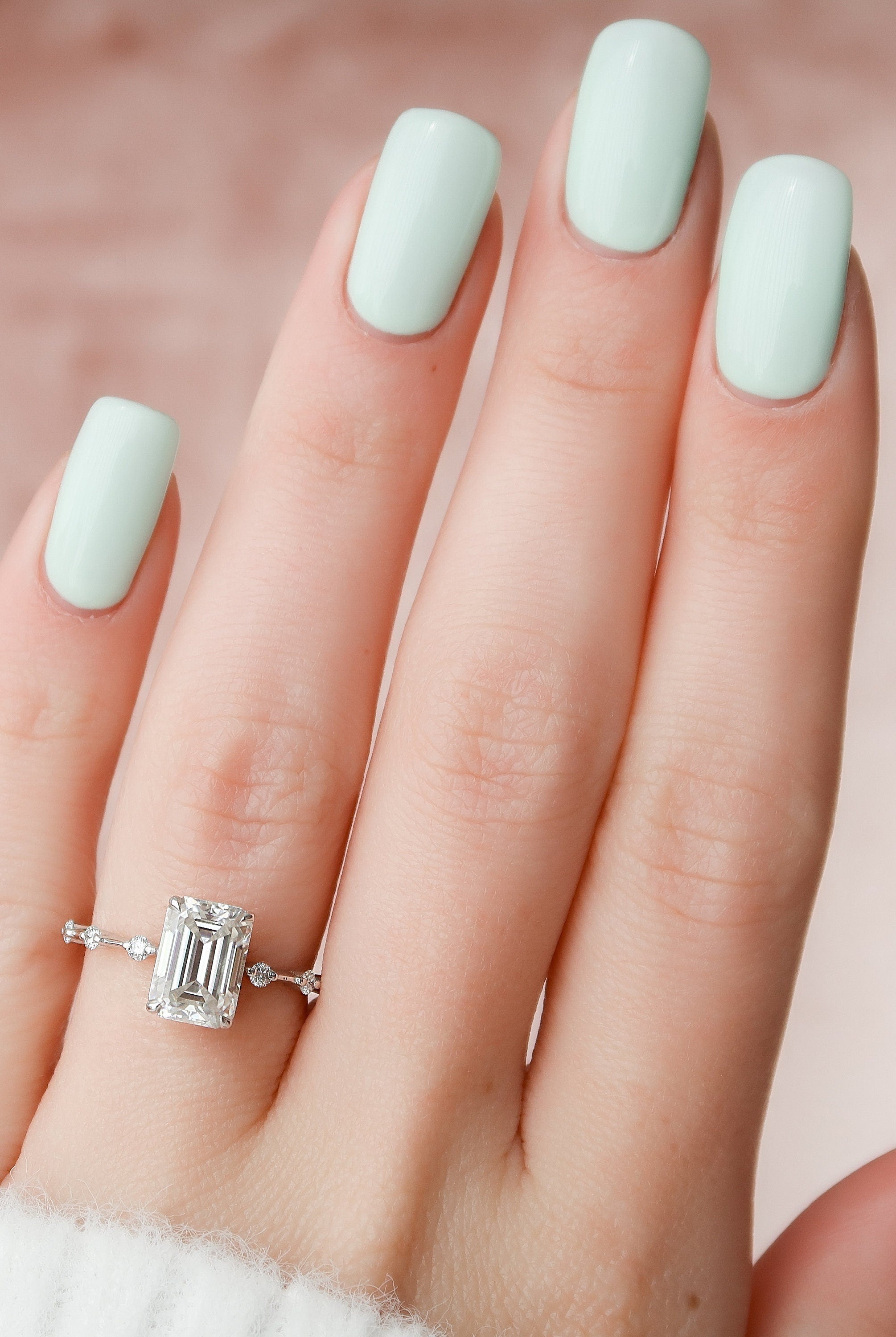 2.50CT Emerald Cut Solitaire Moissanite Engagement Ring