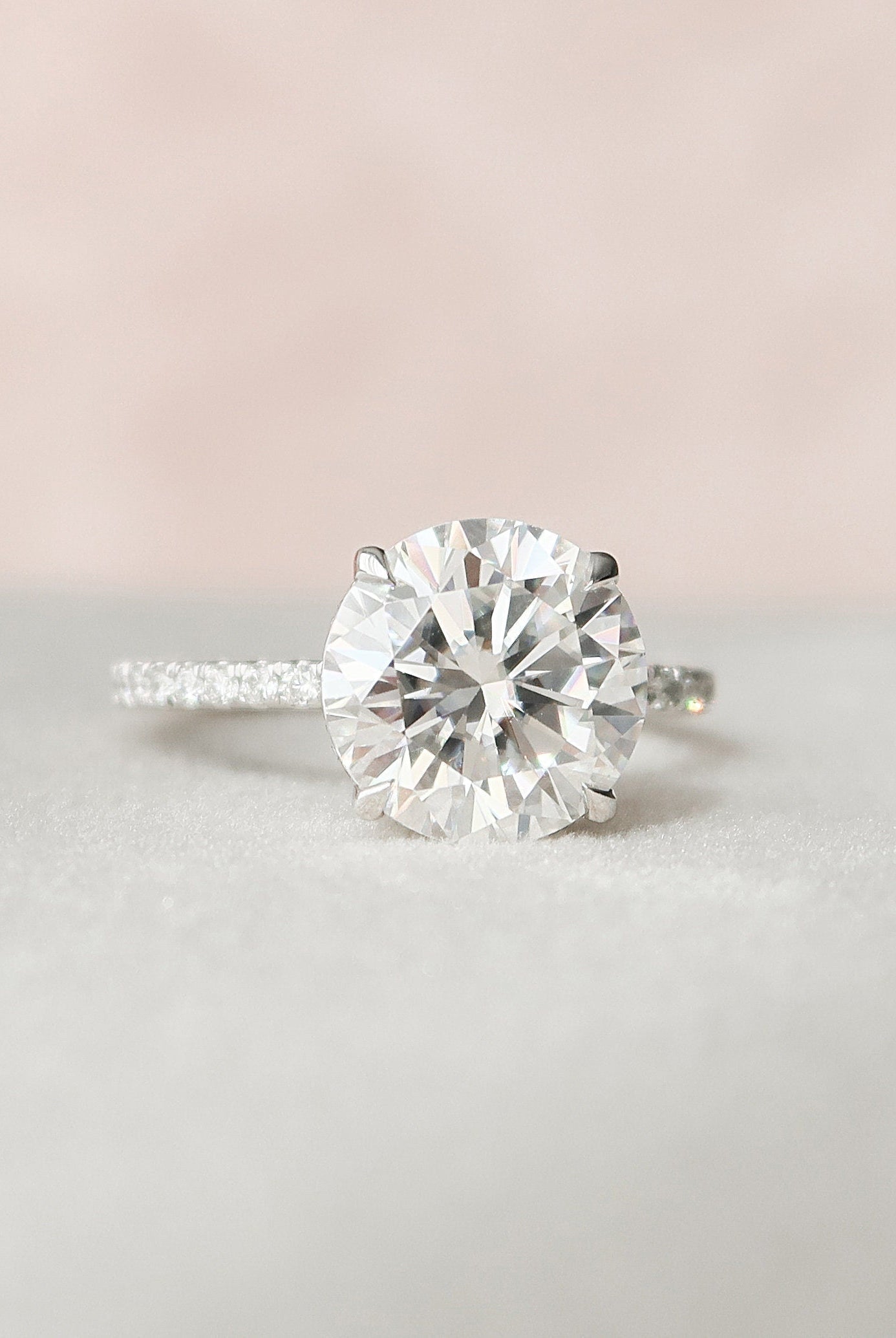 2.50CT Round Hidden Halo Moissanite Diamond Pave Engagement Ring For Women