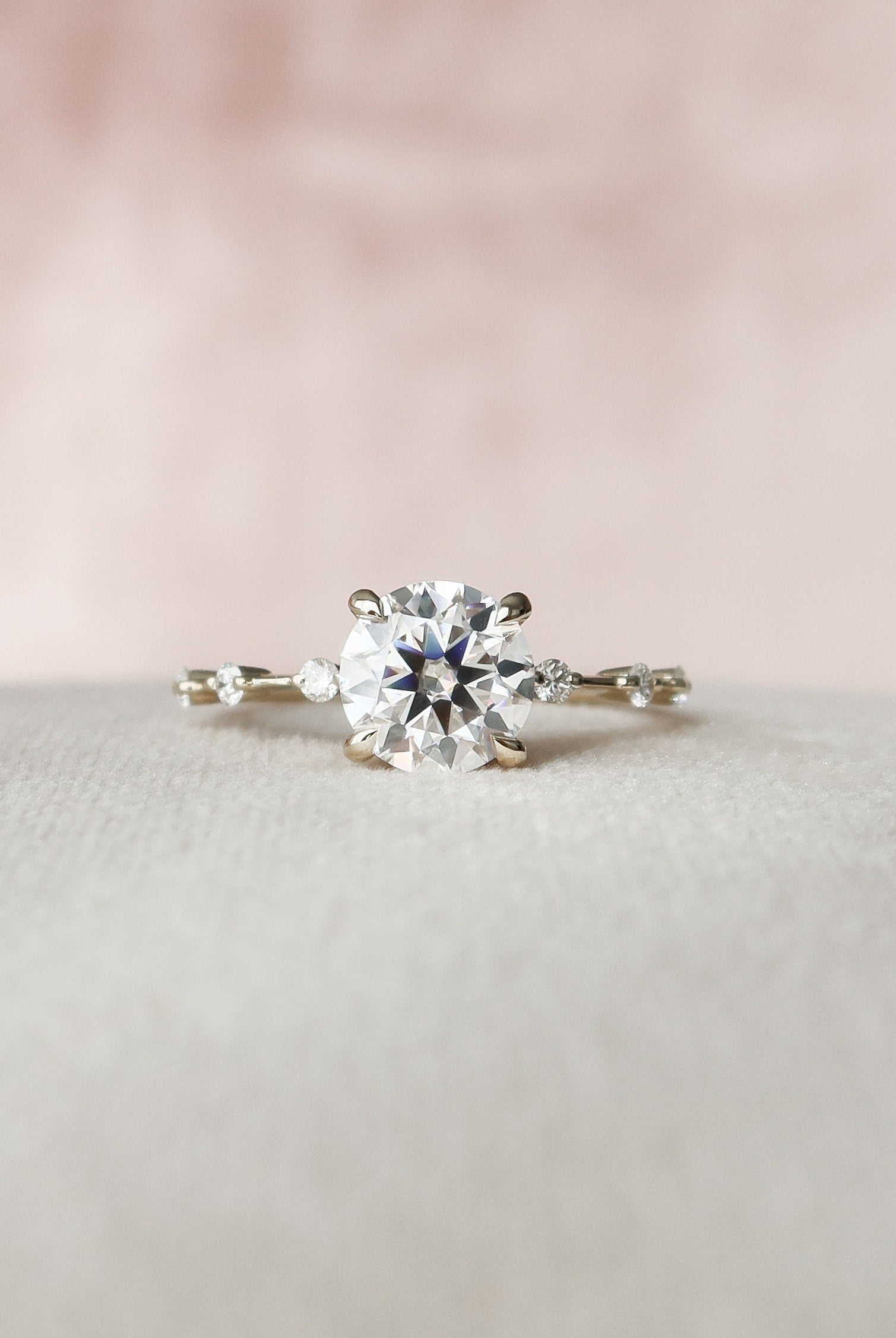 2.0CT Round Petite Pave Moissanite Diamond Engagement Ring
