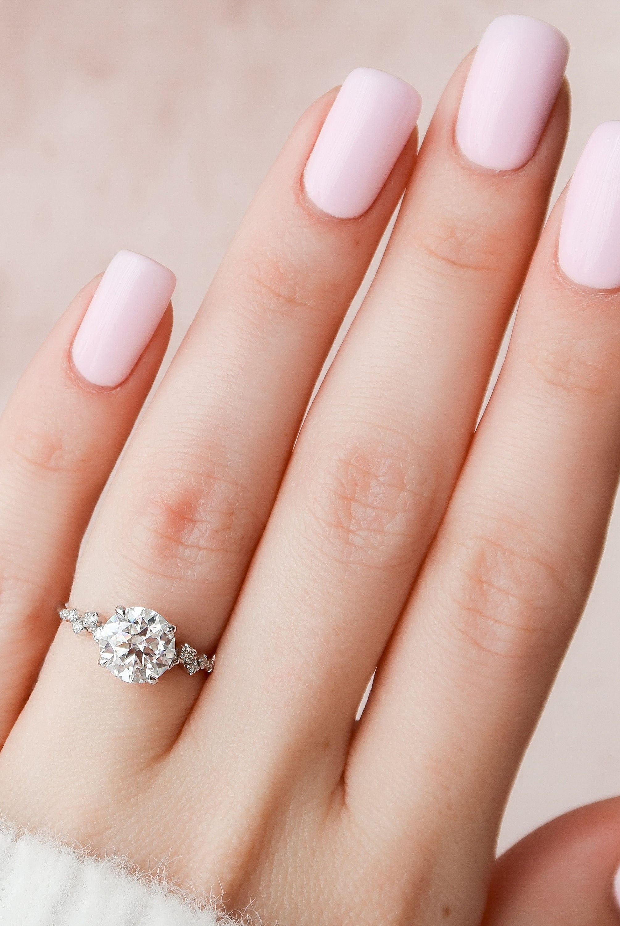 2.0CT Round Hidden Halo Moissanite Diamond Cluster Engagement Ring